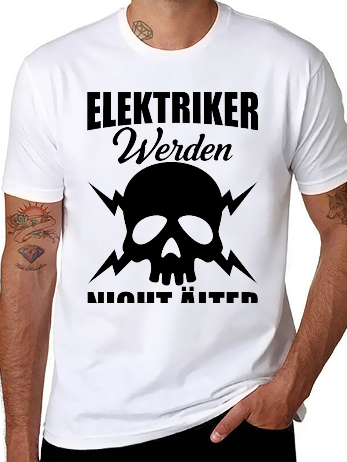 Black Elektriker Werden T-Shirt - Skull & Lightning Design view 8