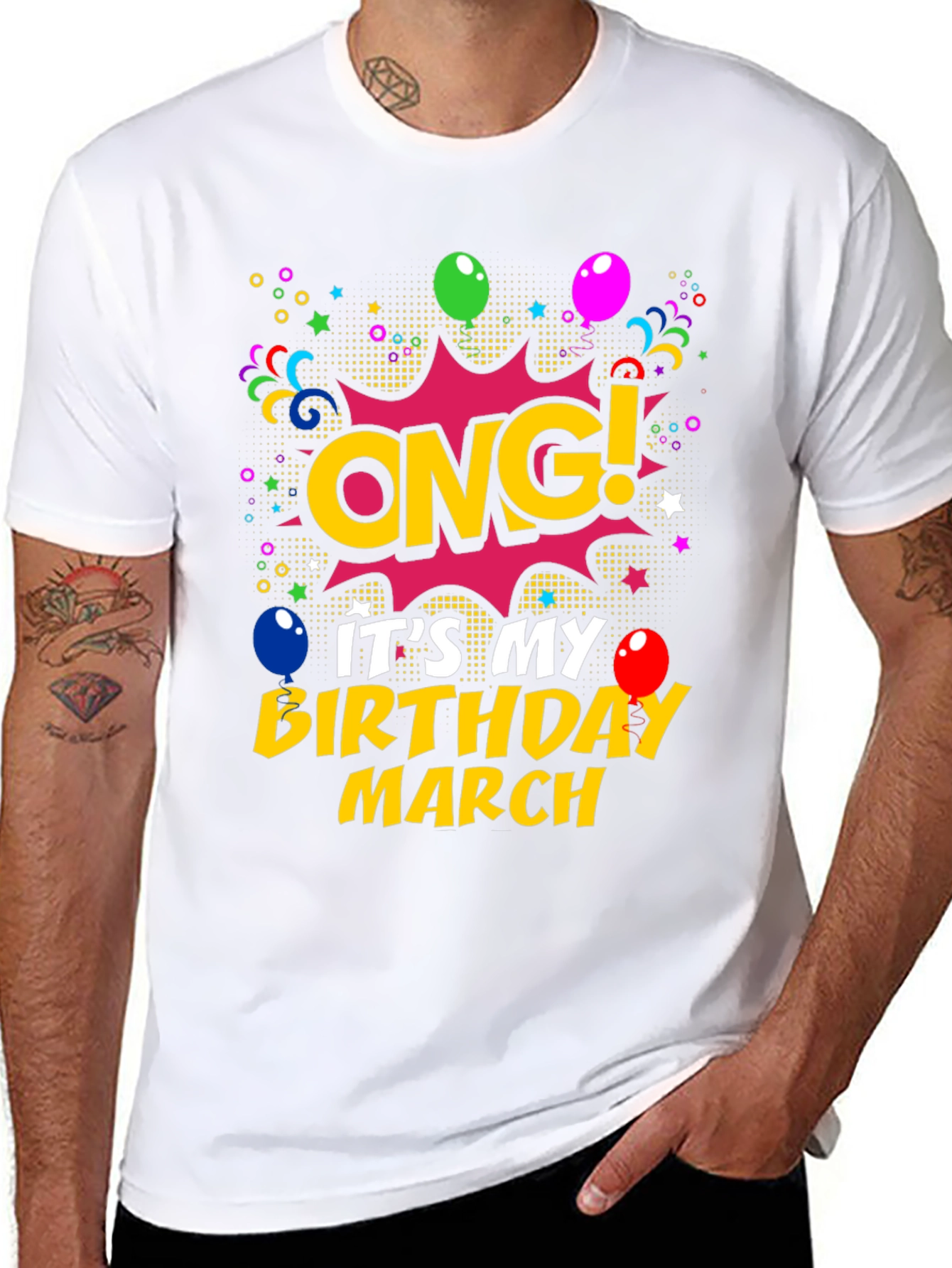 Black ONG! It's My Birthday March T-Shirt view 8