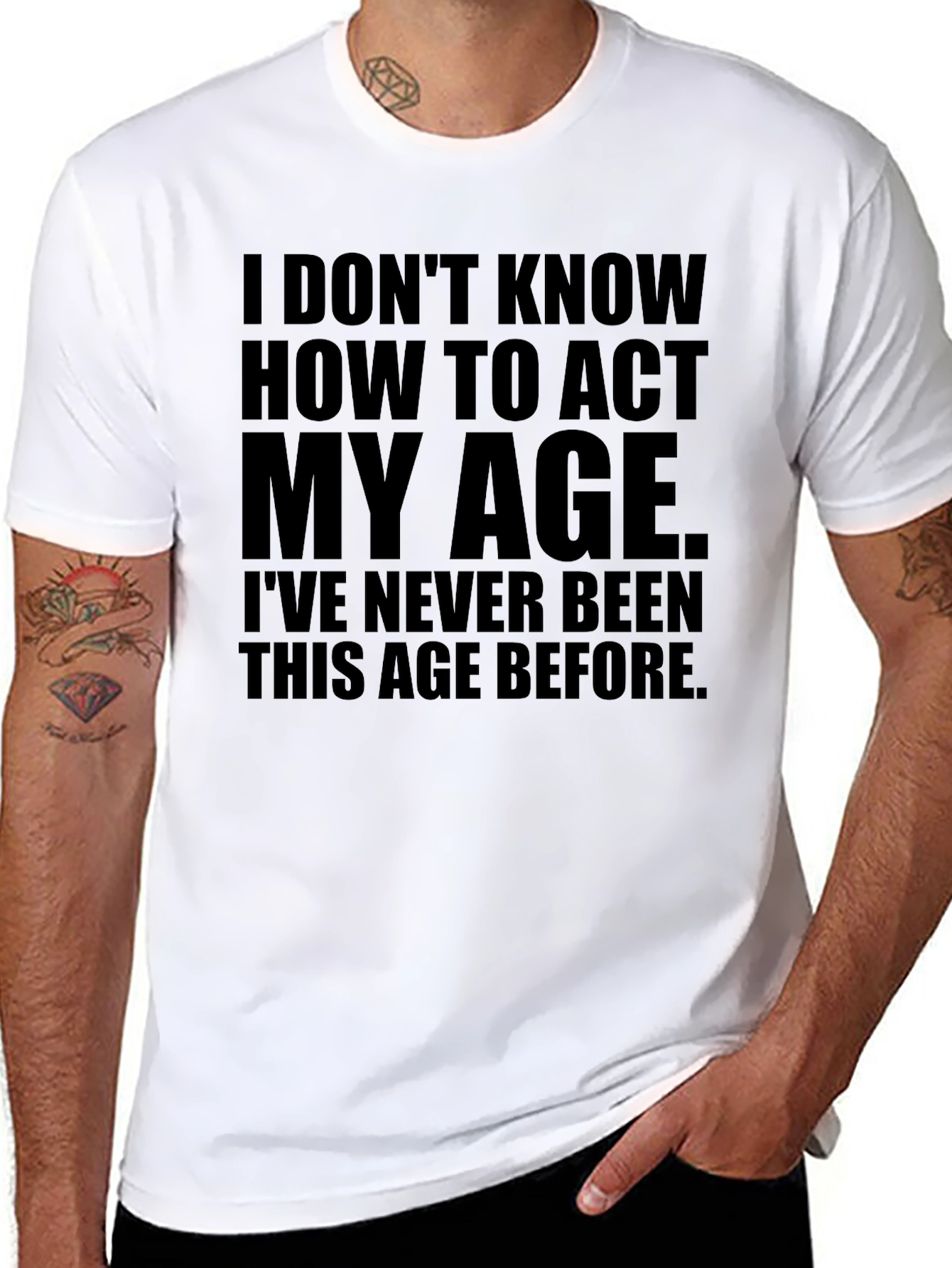 Black Funny "Act My Age" Graphic T-Shirt view 8