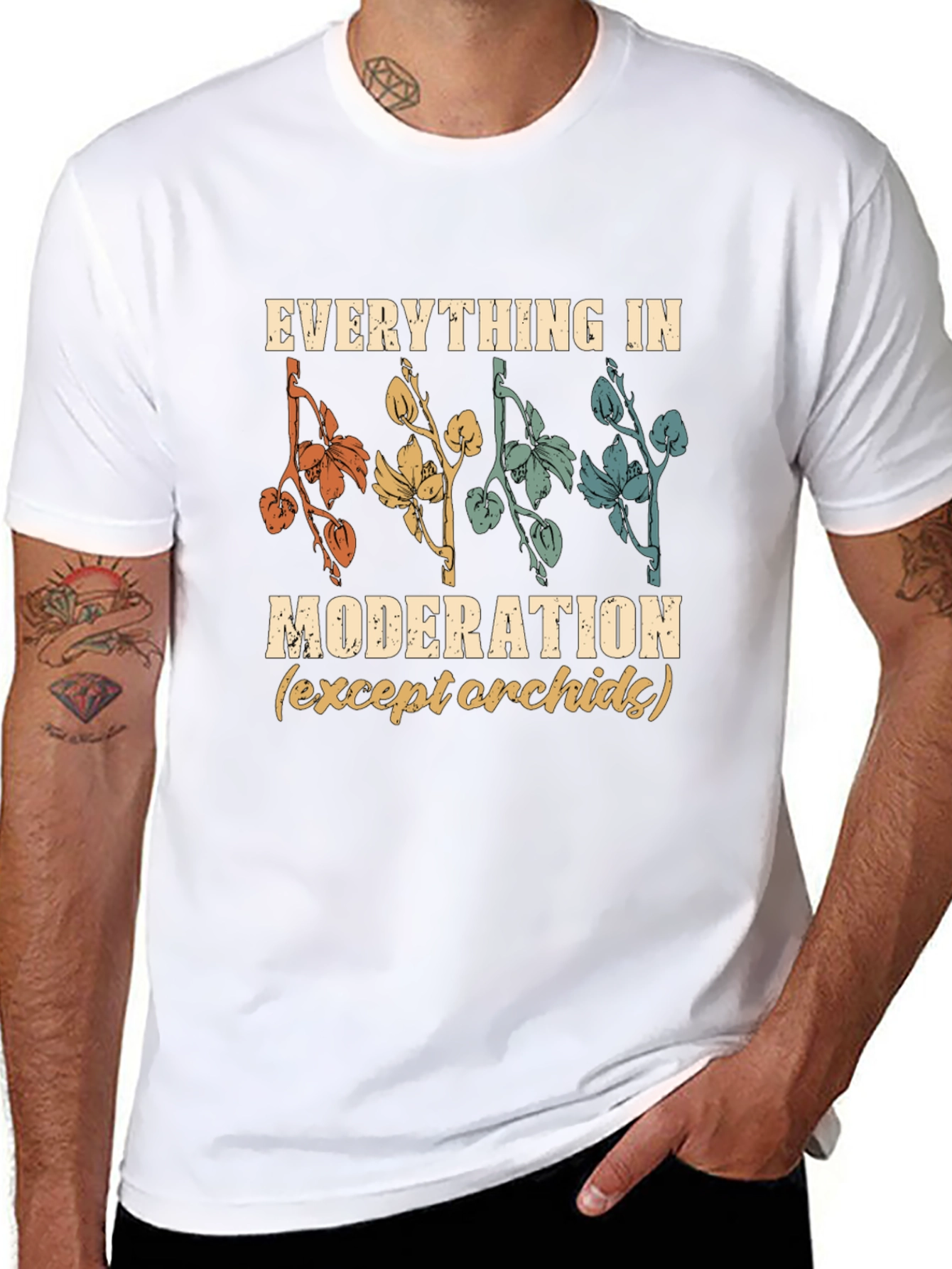 Black Everything in Moderation Orchid T-Shirt view 8