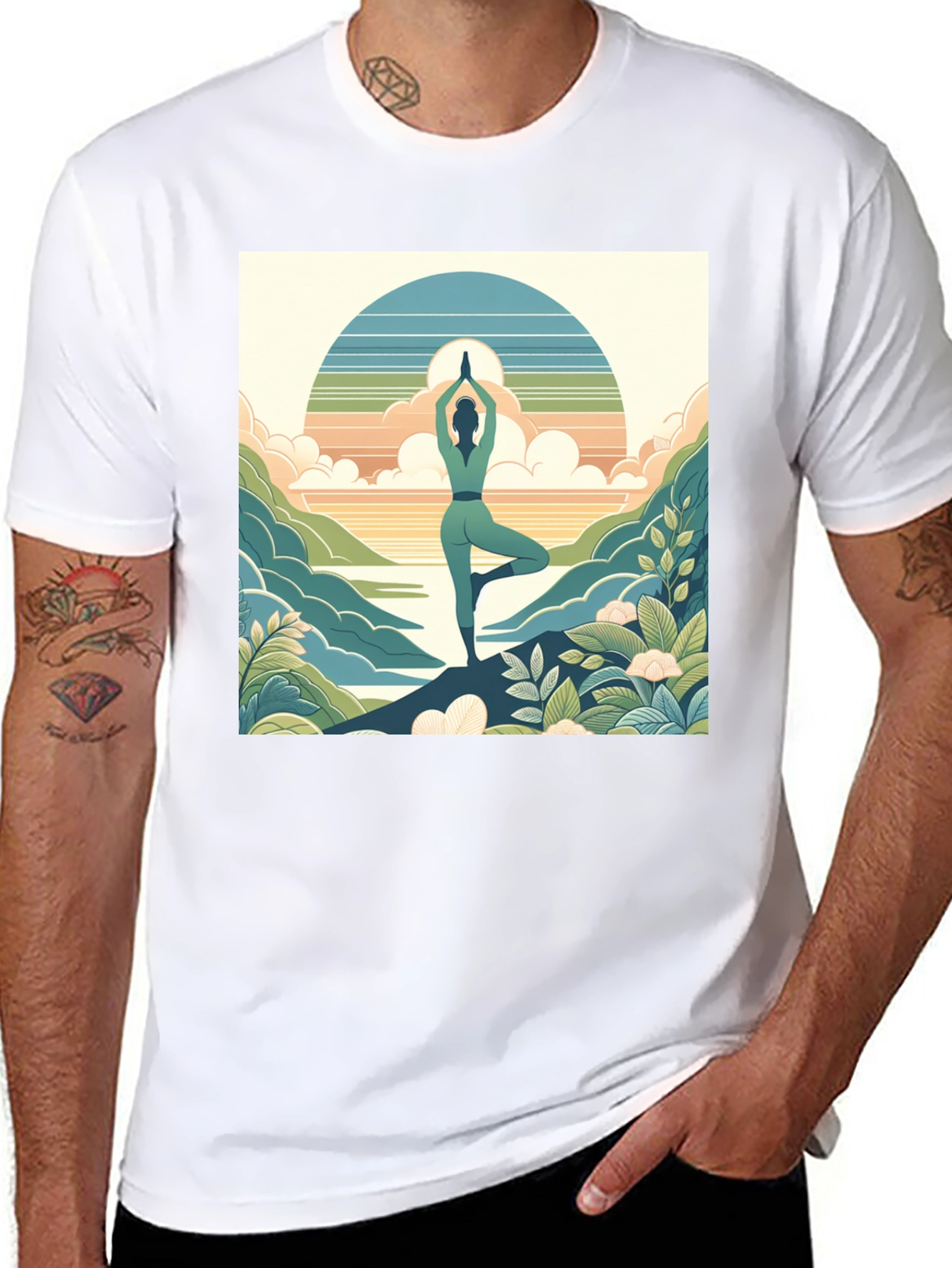 Black Yoga Serenity Tee - Nature Balance Design view 8