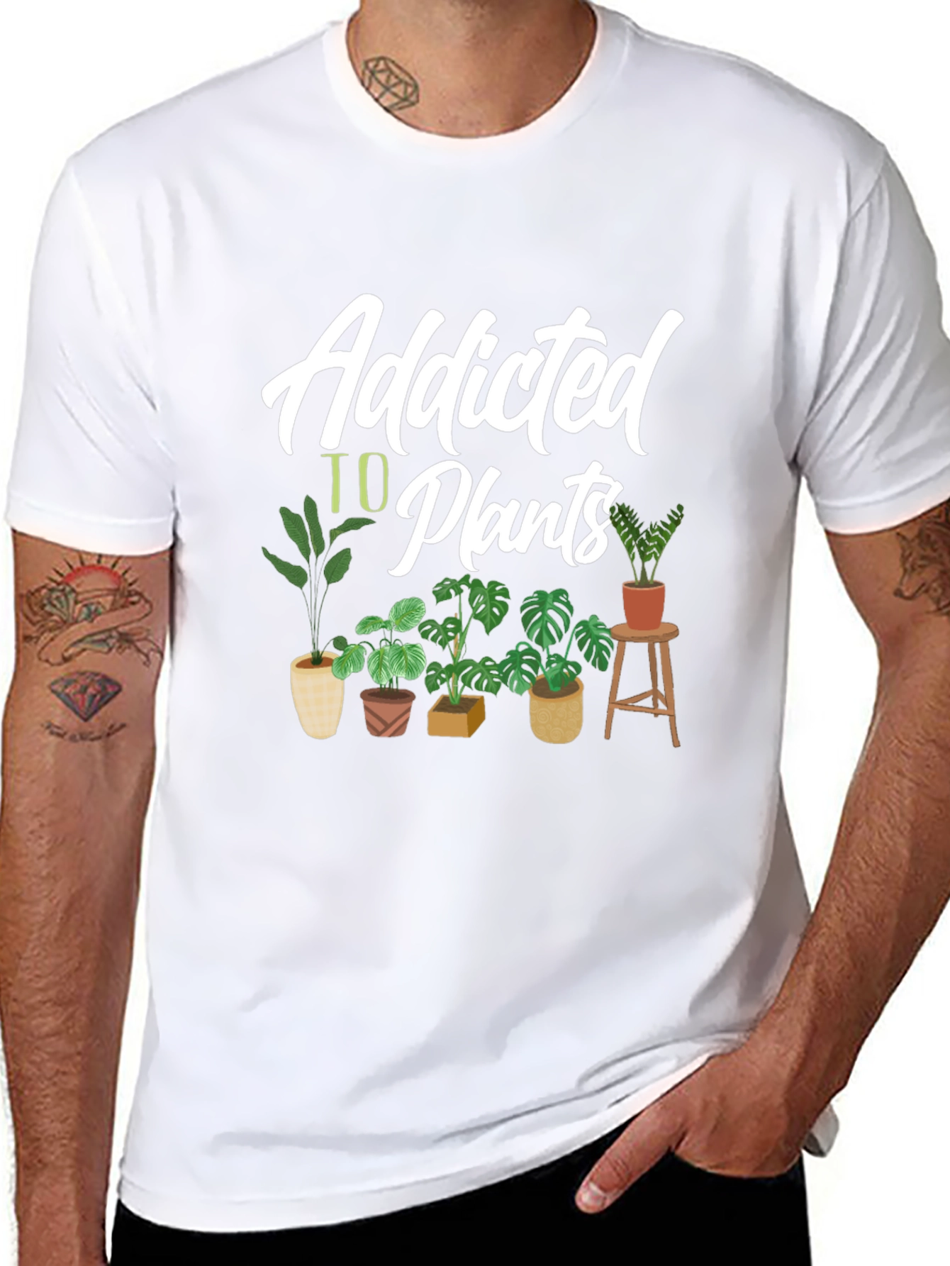 Black Addicted to Plants Graphic Tee - Black Cotton T-Shirt view 8
