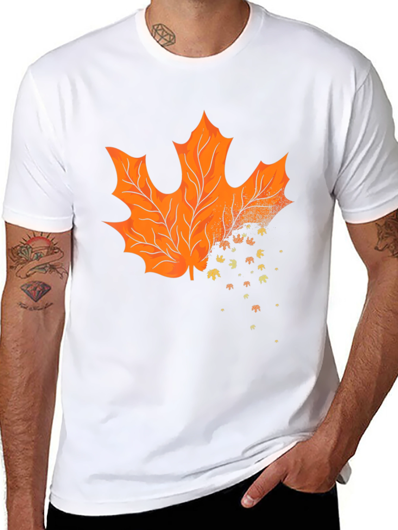 Black Autumn Leaf T-Shirt - Stylish Fall Apparel view 8