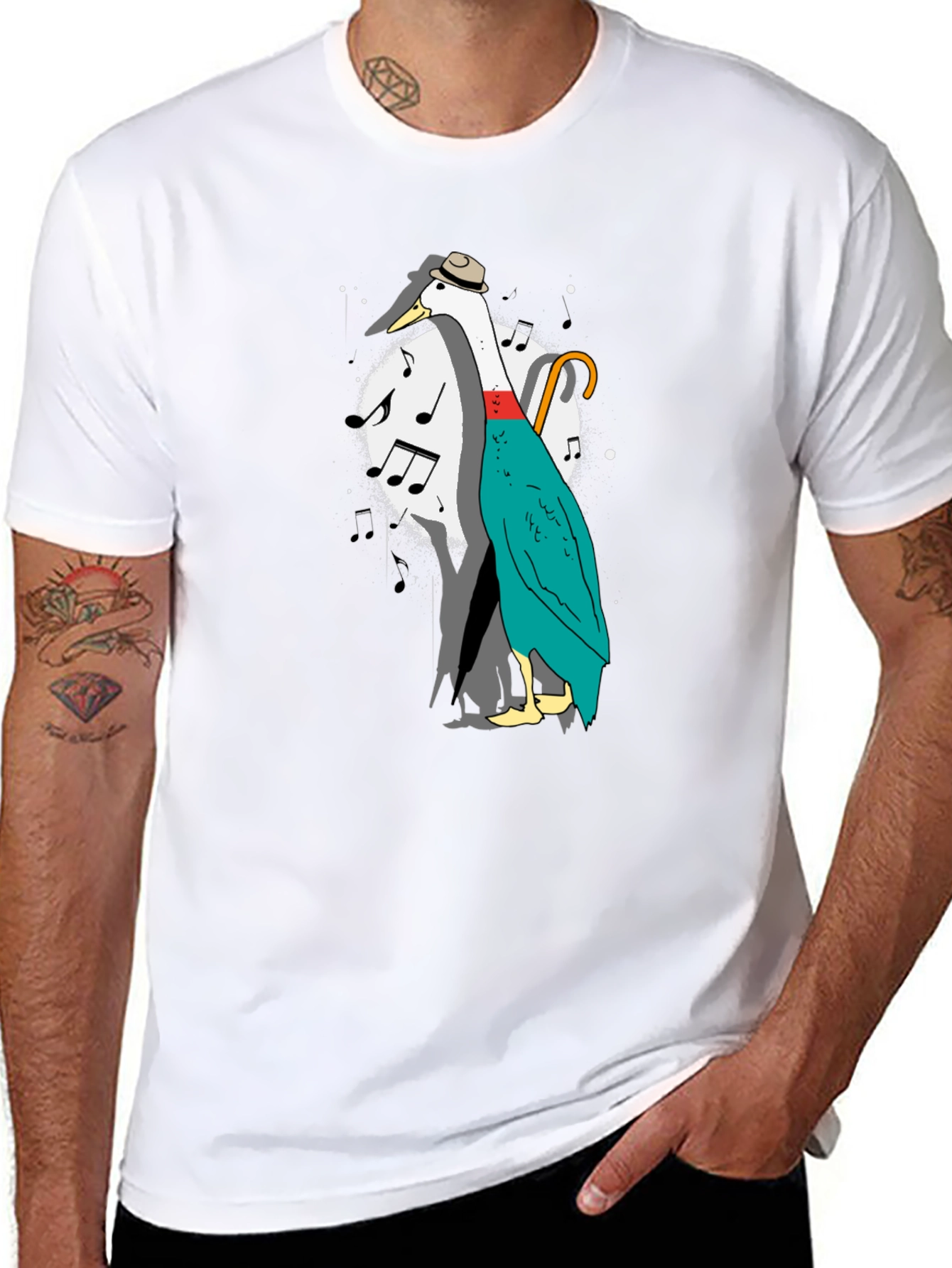 Black Musical Duck Graphic Tee - Quirky Fun Shirt view 8