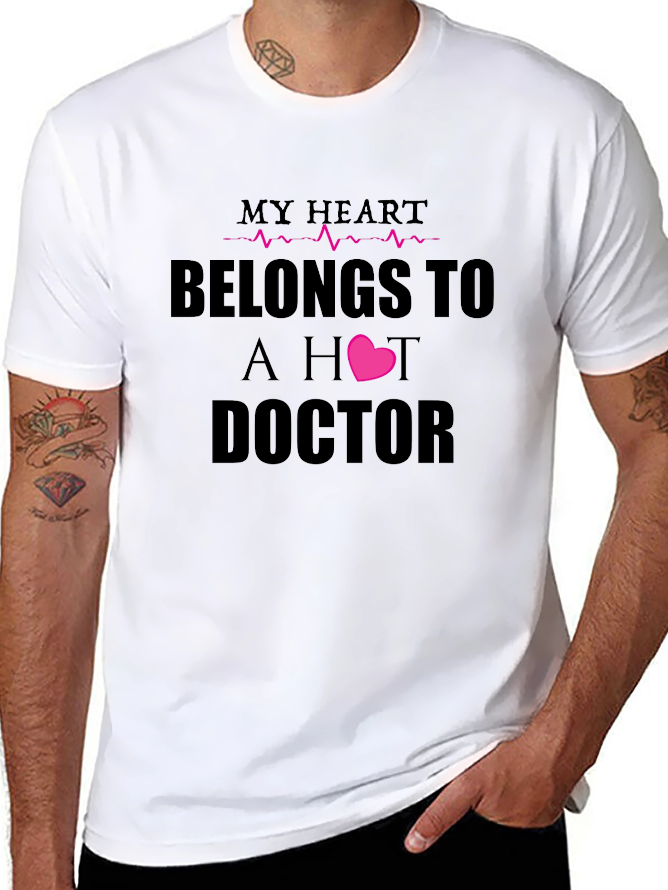 Black My Heart Belongs To A Hot Doctor T-Shirt view 8