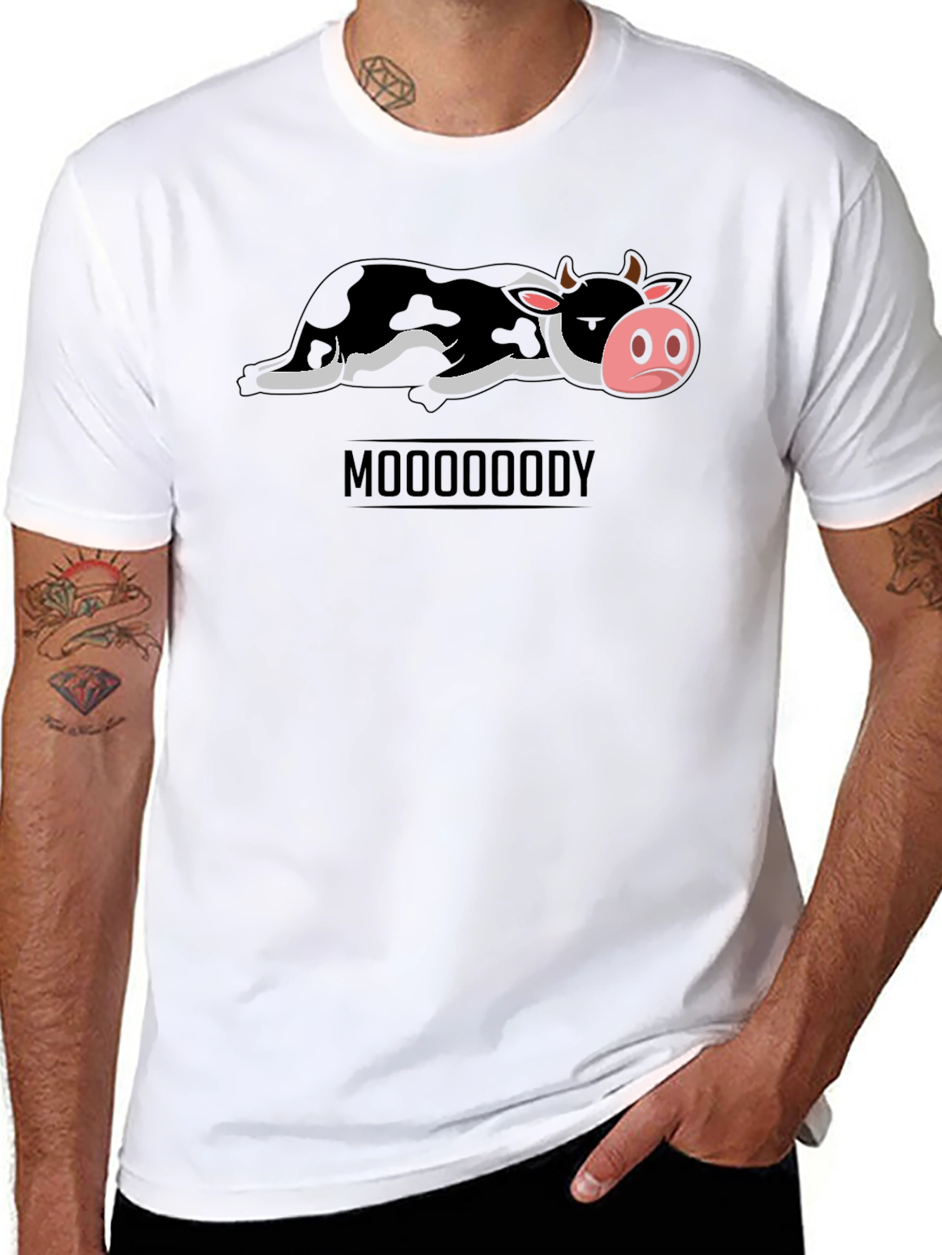 Mooooody Graphic Tee - Funny Cow Design - 8