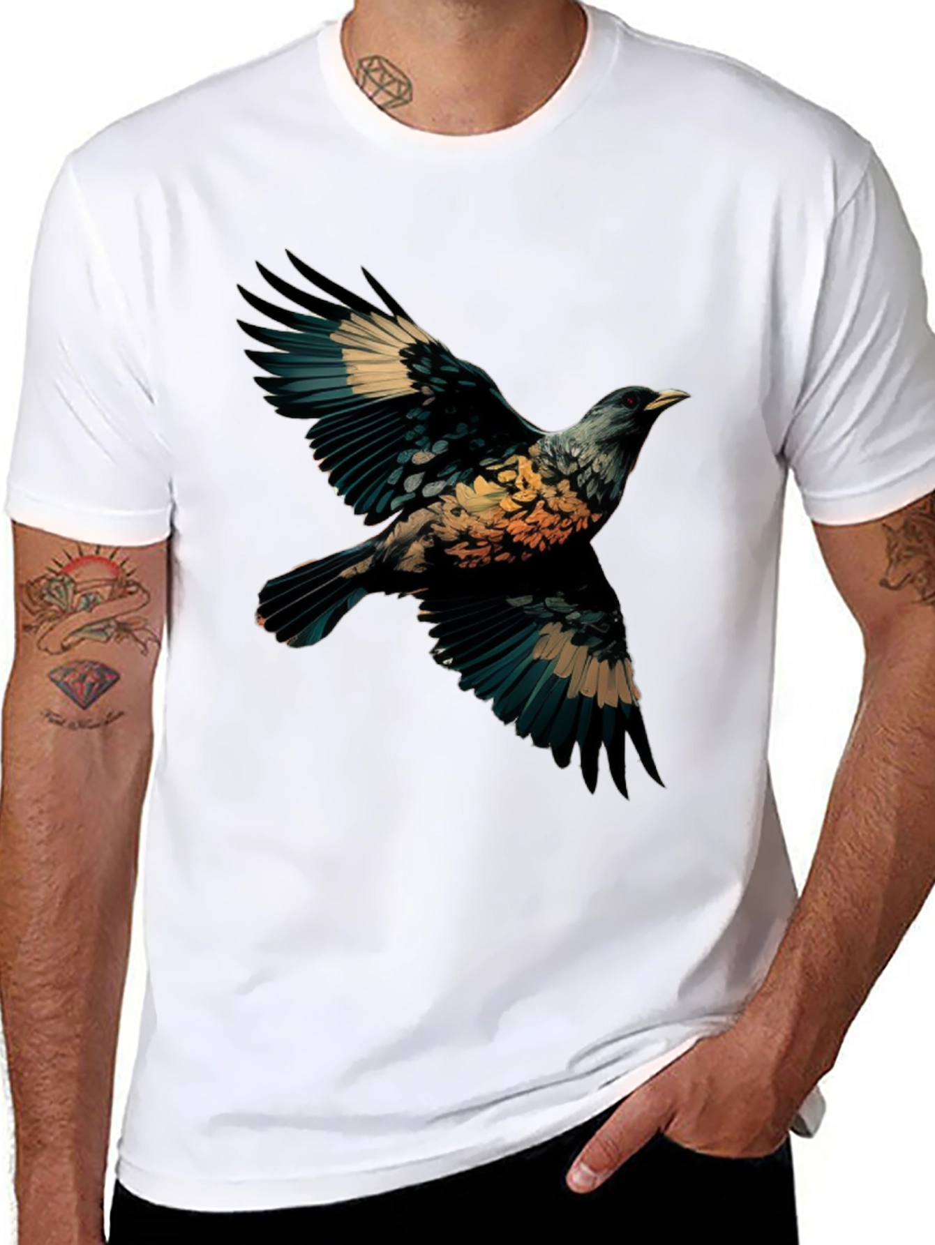 Black Bird Graphic Black T-Shirt view 8