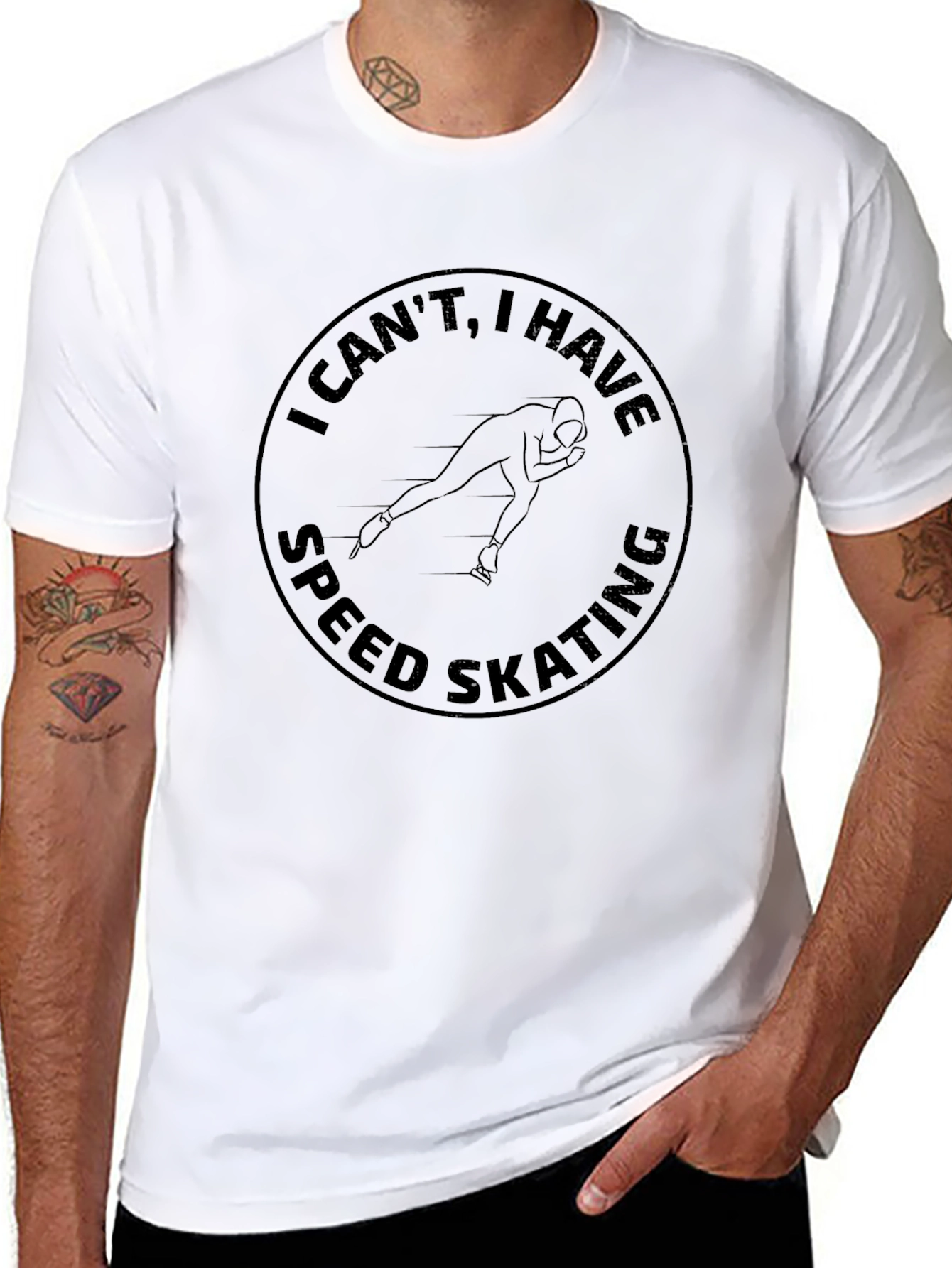 Black Speed Skating T-Shirt - I Can't I Have Speed Skating view 8