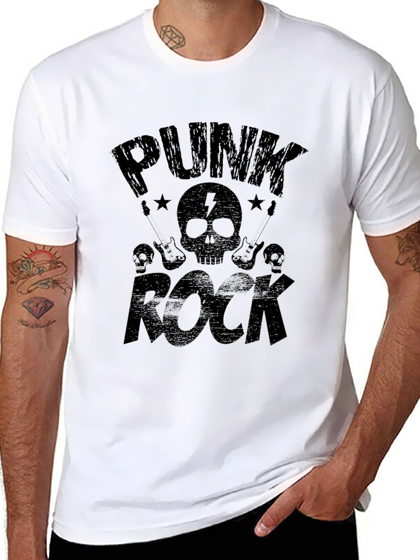 Black Punk Rock Graphic T-Shirt - Black view 8