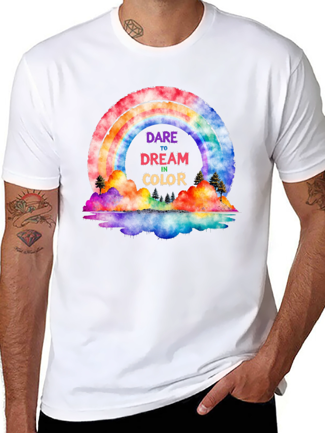Black Dare to Dream Rainbow Graphic Tee view 8
