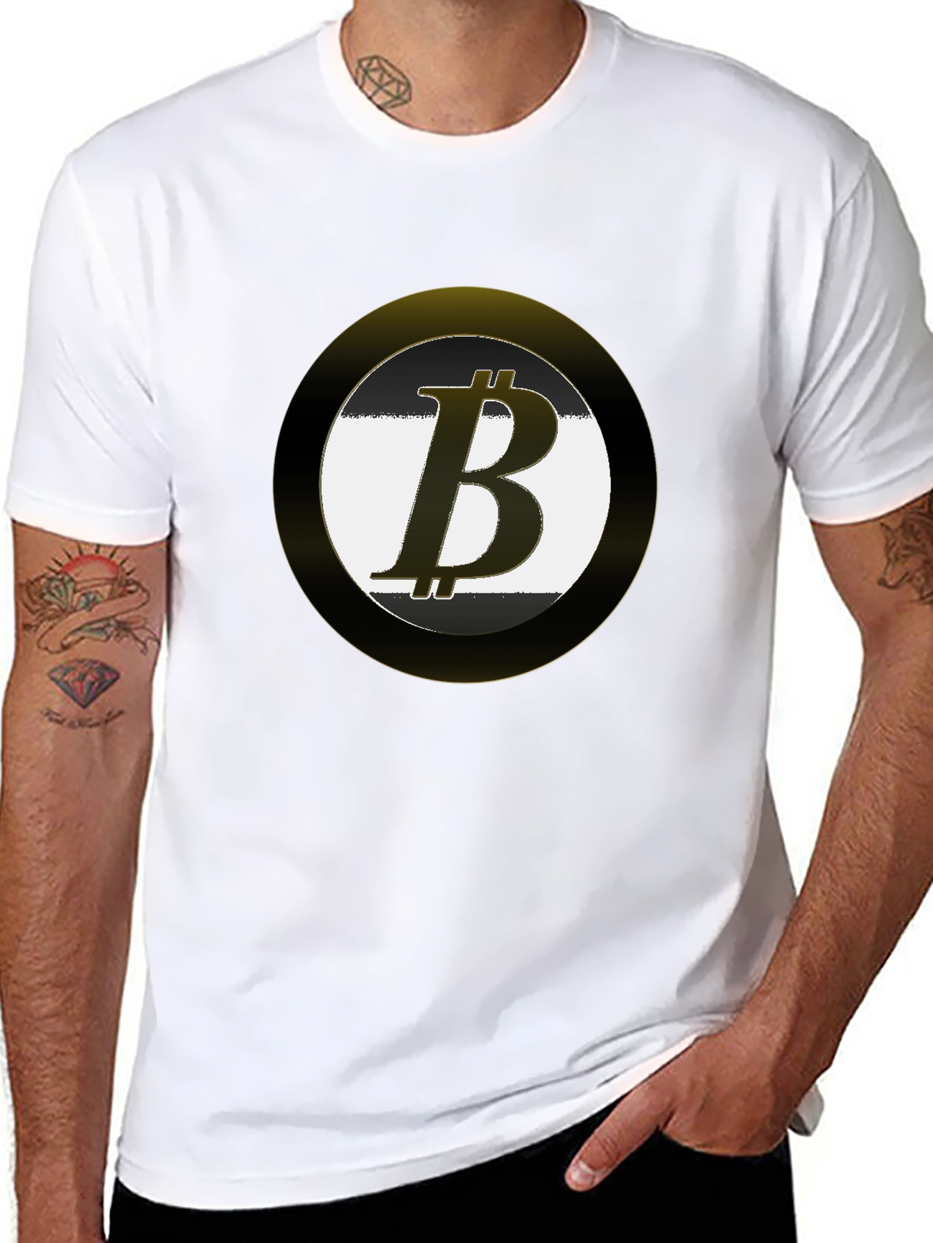Black Bitcoin Logo Black T-Shirt Crypto Currency Tee view 8