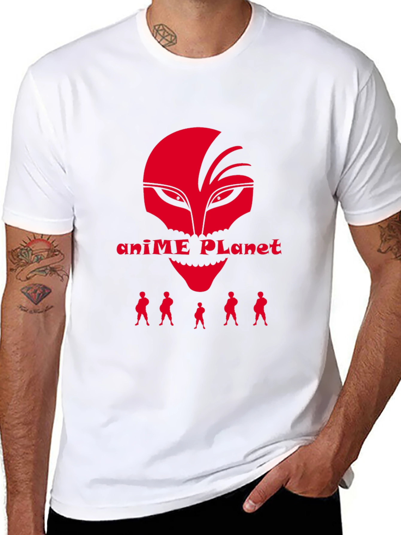 Black Anime Planet Graphic Tee - Red and Black Cotton Blend view 8