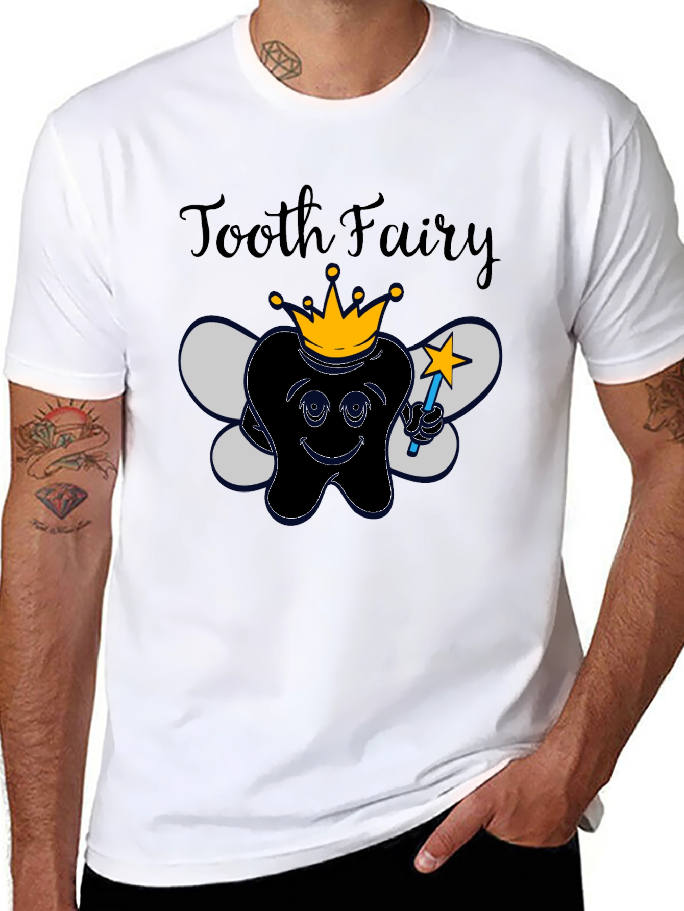 Black Tooth Fairy Graphic Tee - Black Novelty T-Shirt view 8