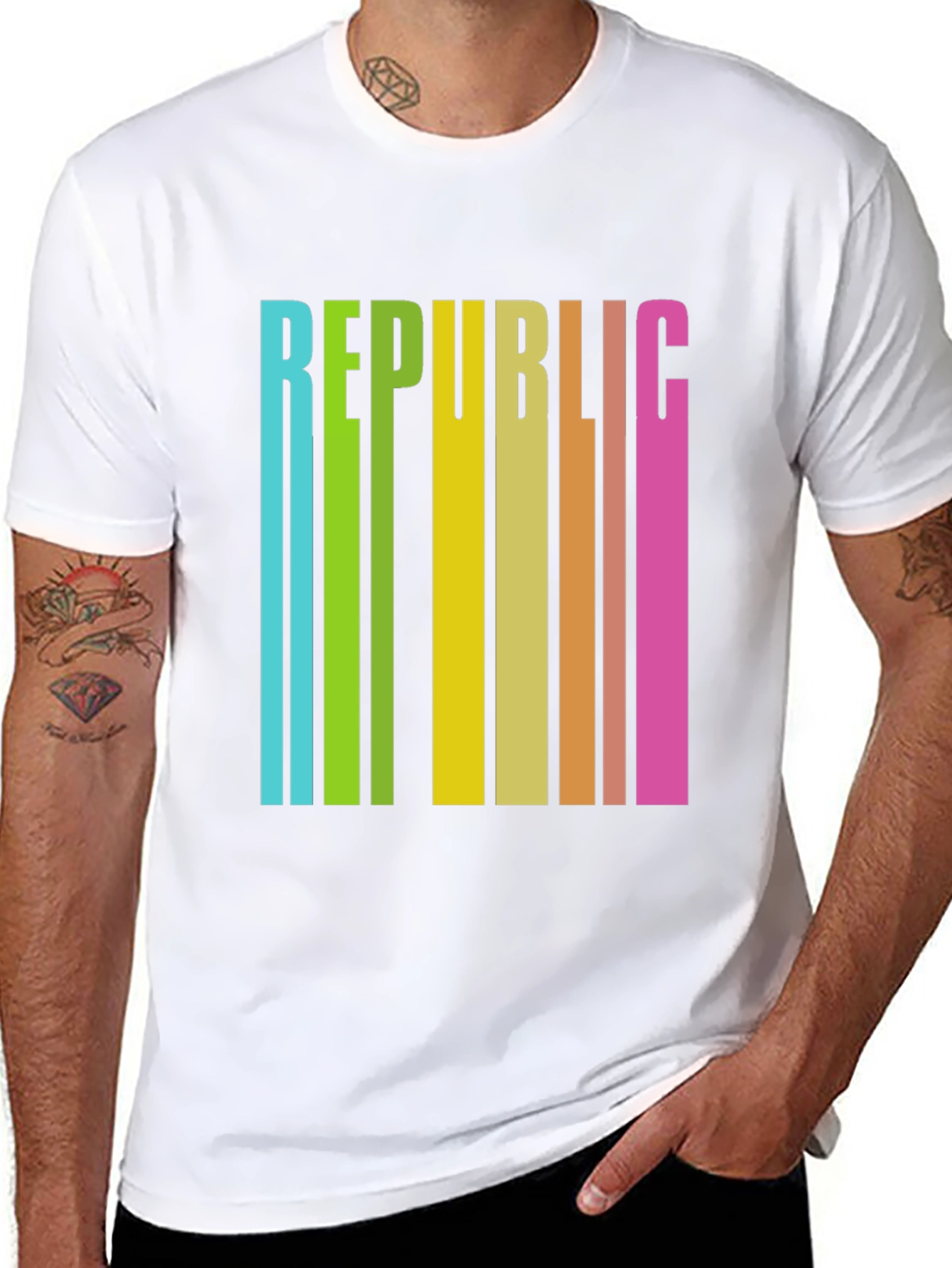 Black Republic Retro Striped Graphic Tee view 8