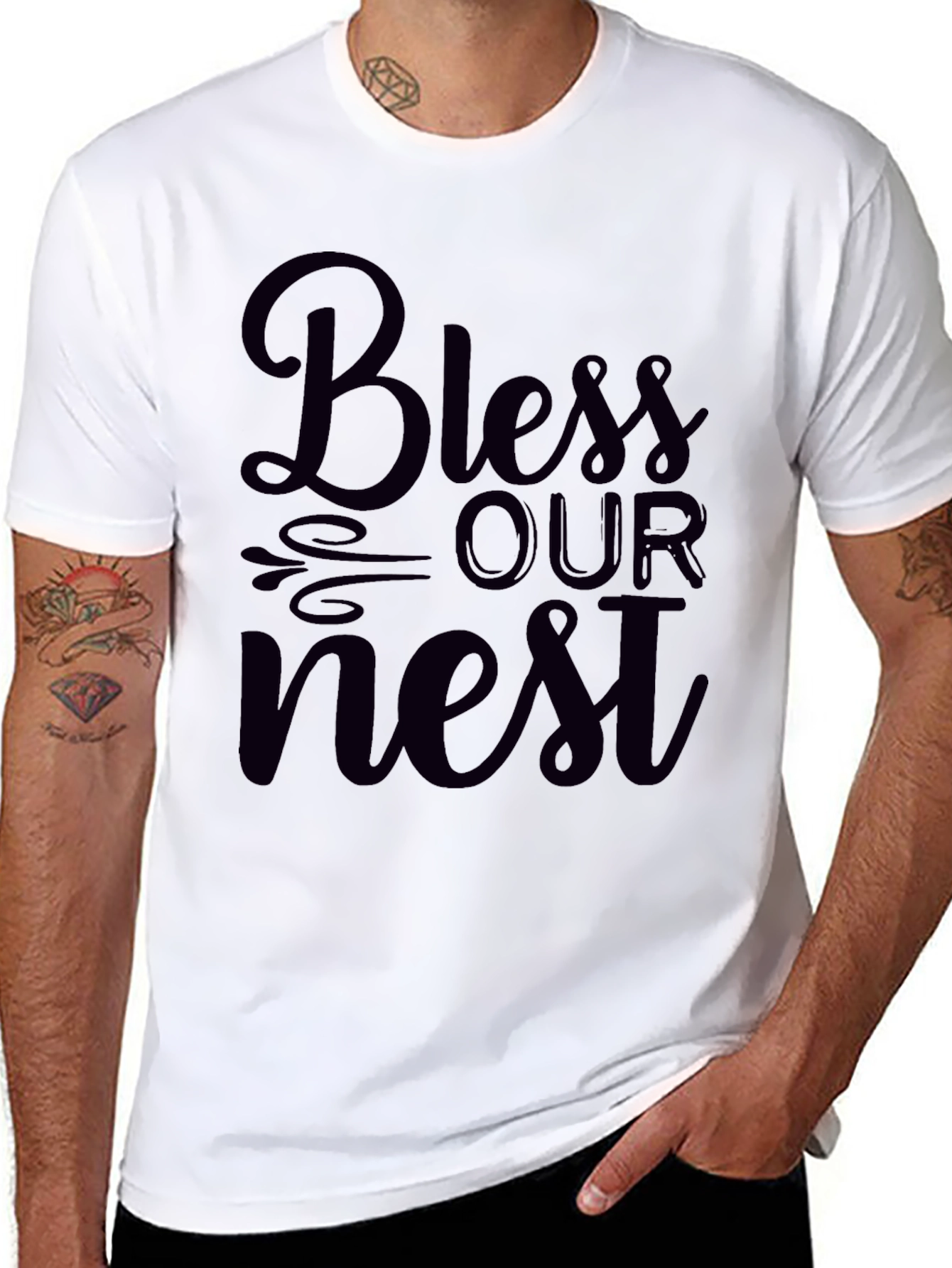 Black Bless Our Nest Graphic Tee - Stylish Comfort view 8