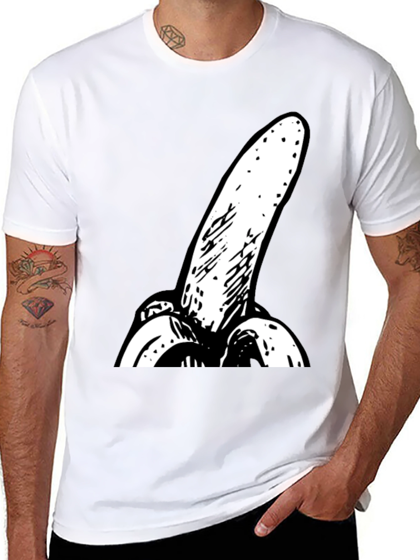 Black Novelty Banana Graphic Black T-Shirt view 8