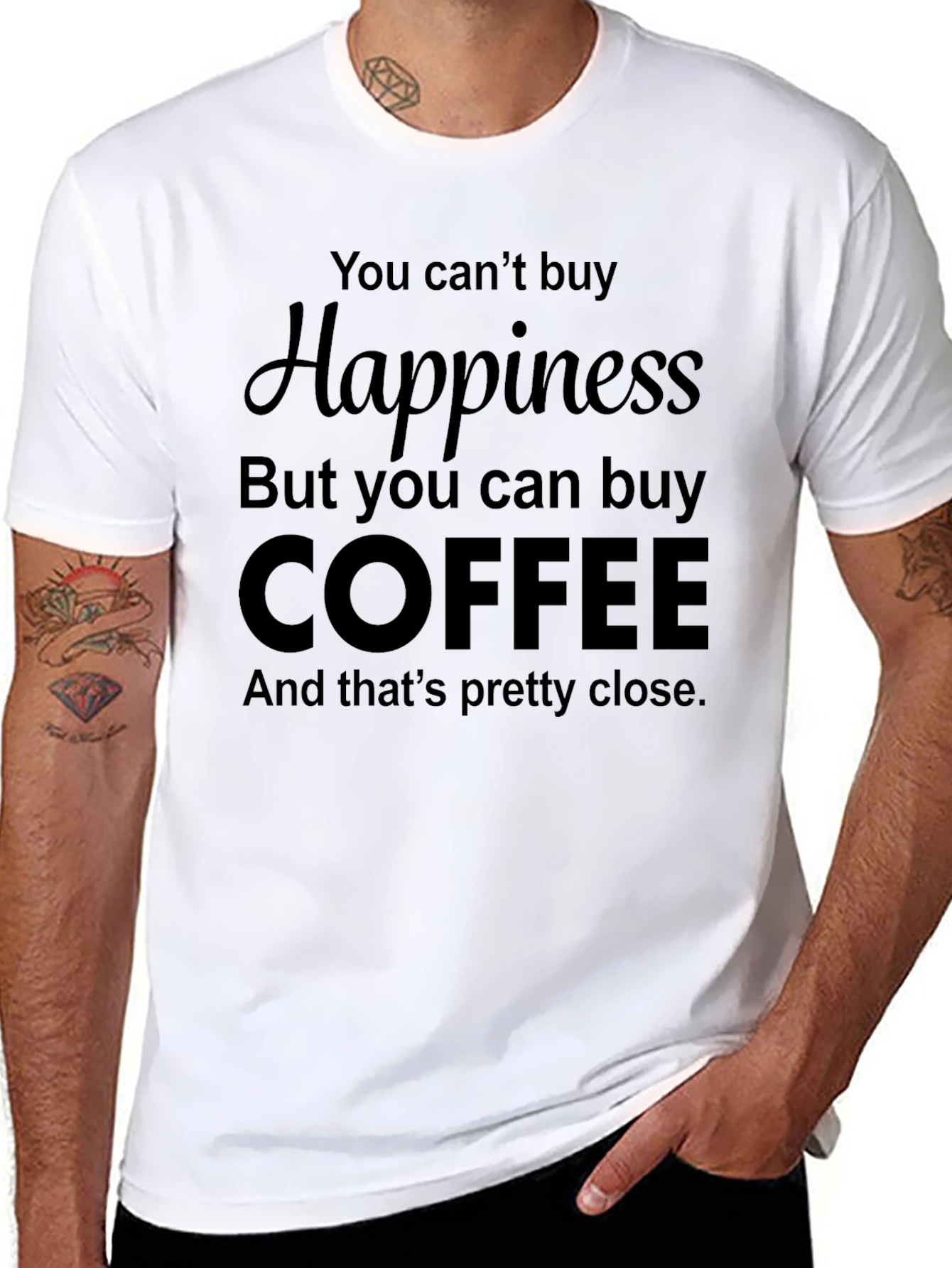Black Coffee Happiness T-Shirt - Funny Slogan Tee view 8