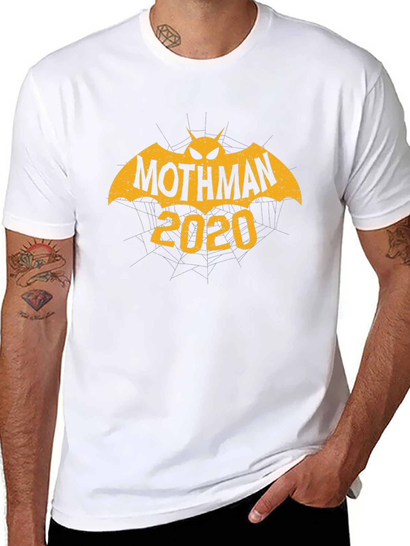 Black Mothman 2020 Graphic Tee - Black Cotton T-Shirt view 8