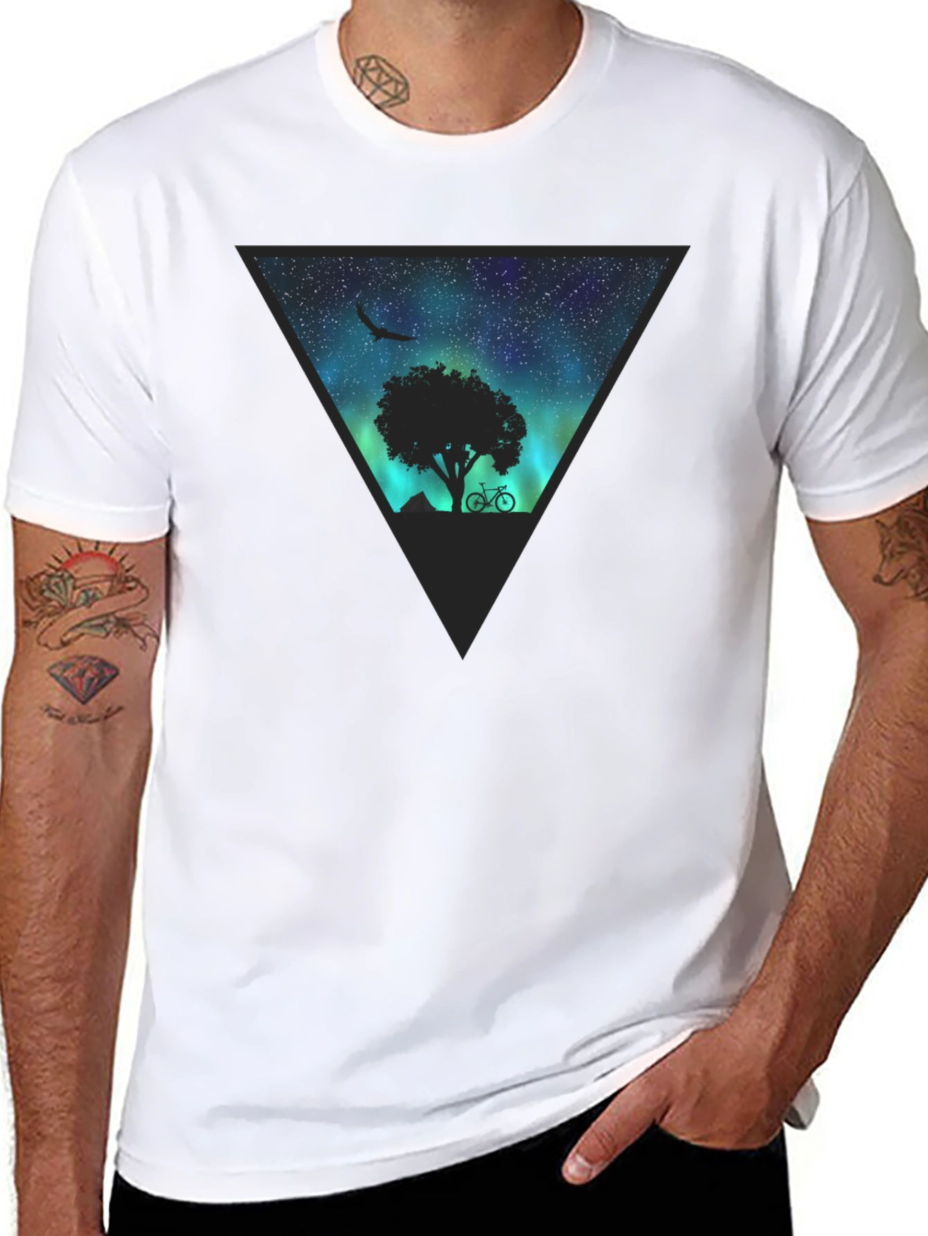 Black Aurora Tree Graphic Tee - Black view 8