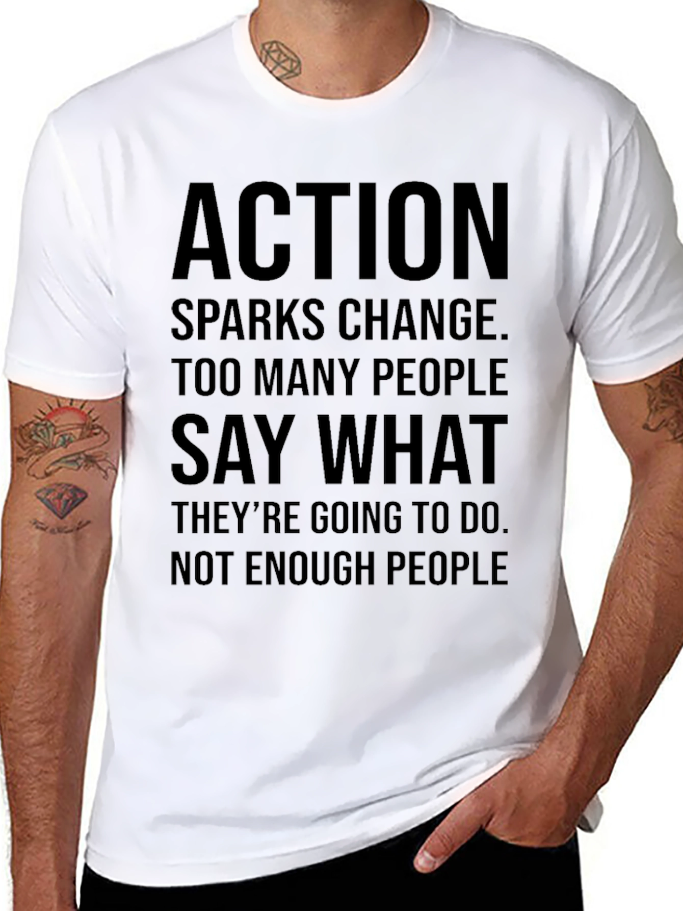 Black Action Sparks Change Graphic T-Shirt view 8