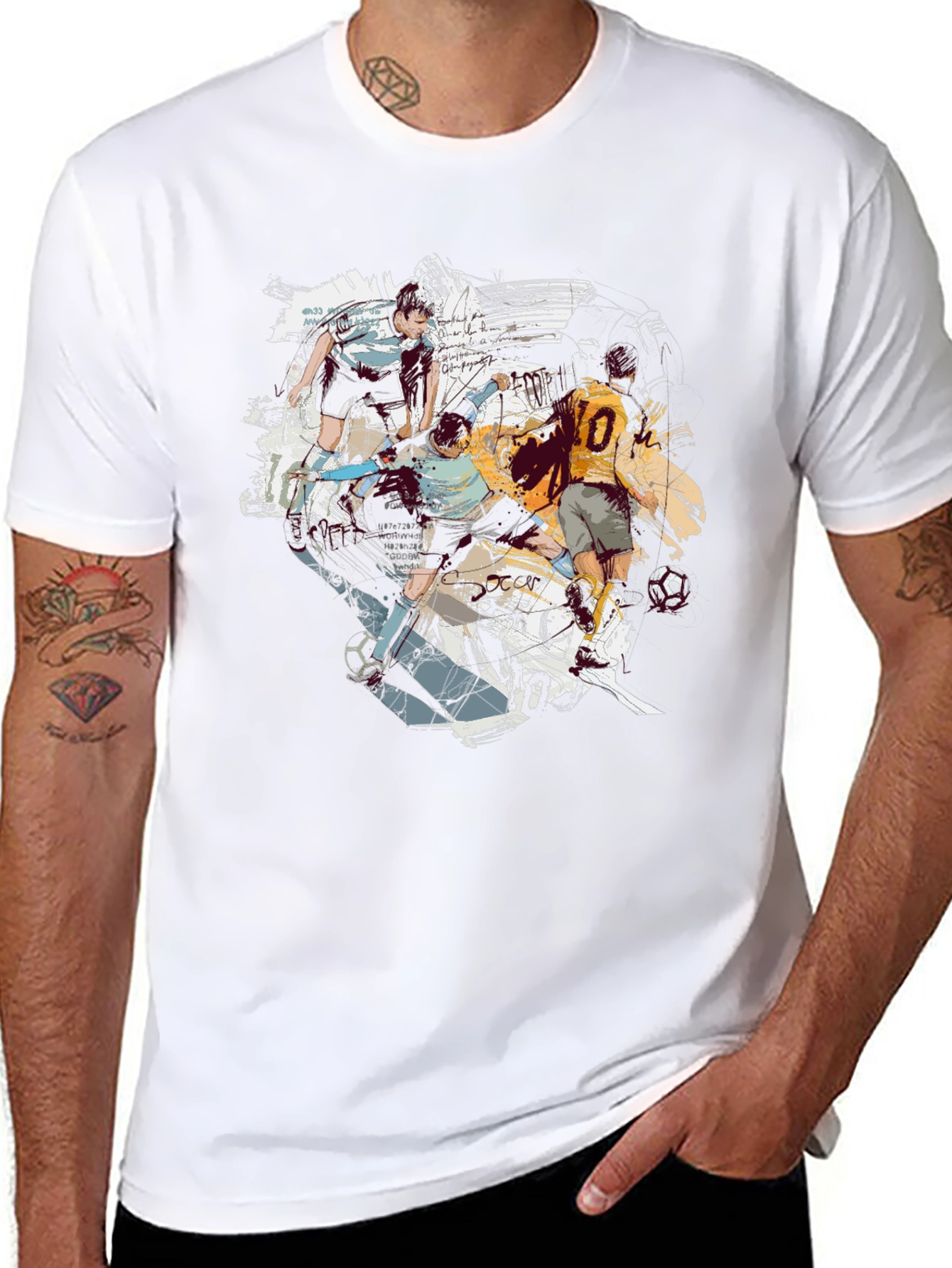 Black Soccer Art Graphic T-Shirt - Cool & Casual view 8