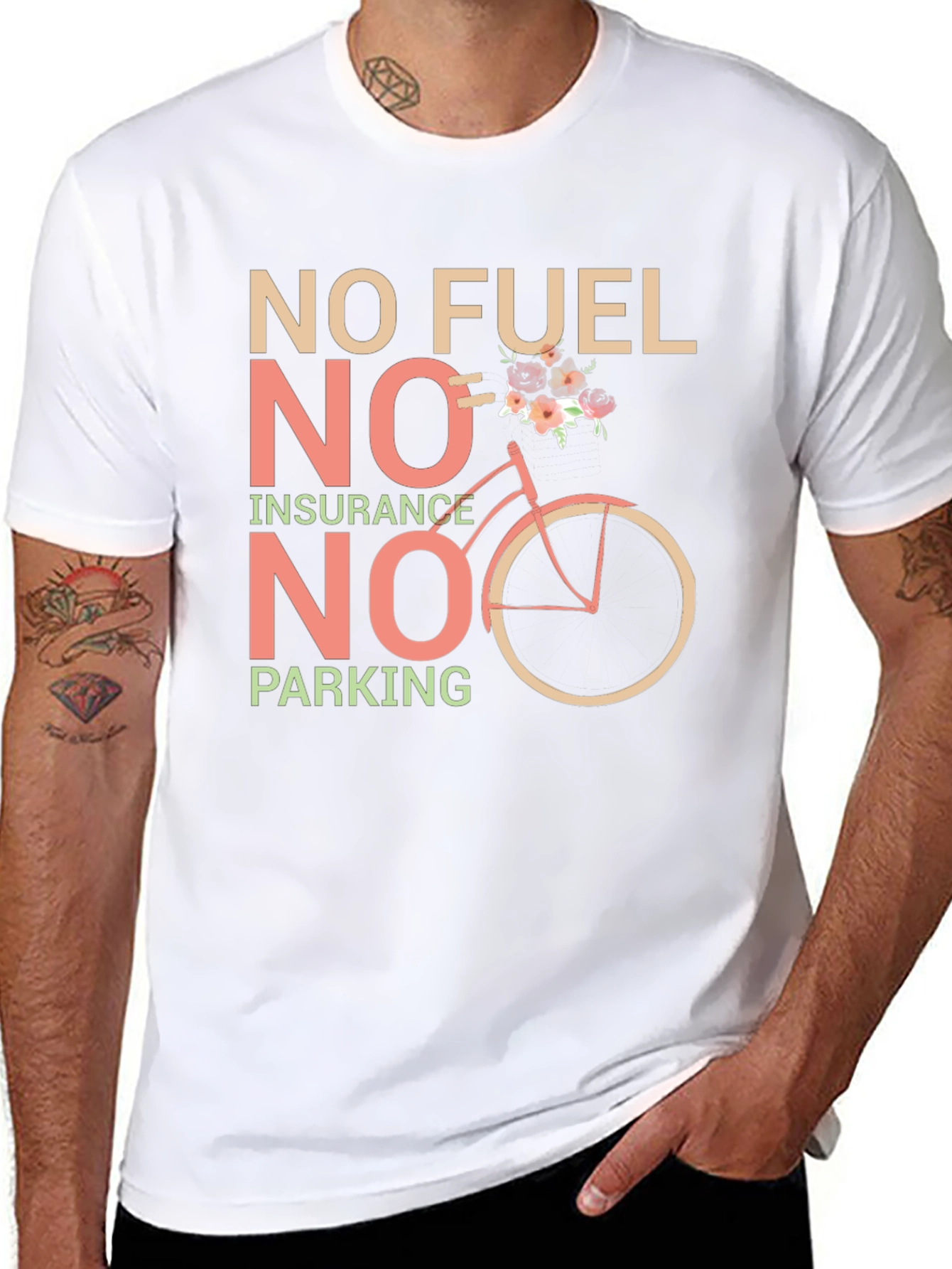 Black Eco-Friendly Black T-Shirt: No Fuel, Insurance, Parking view 8