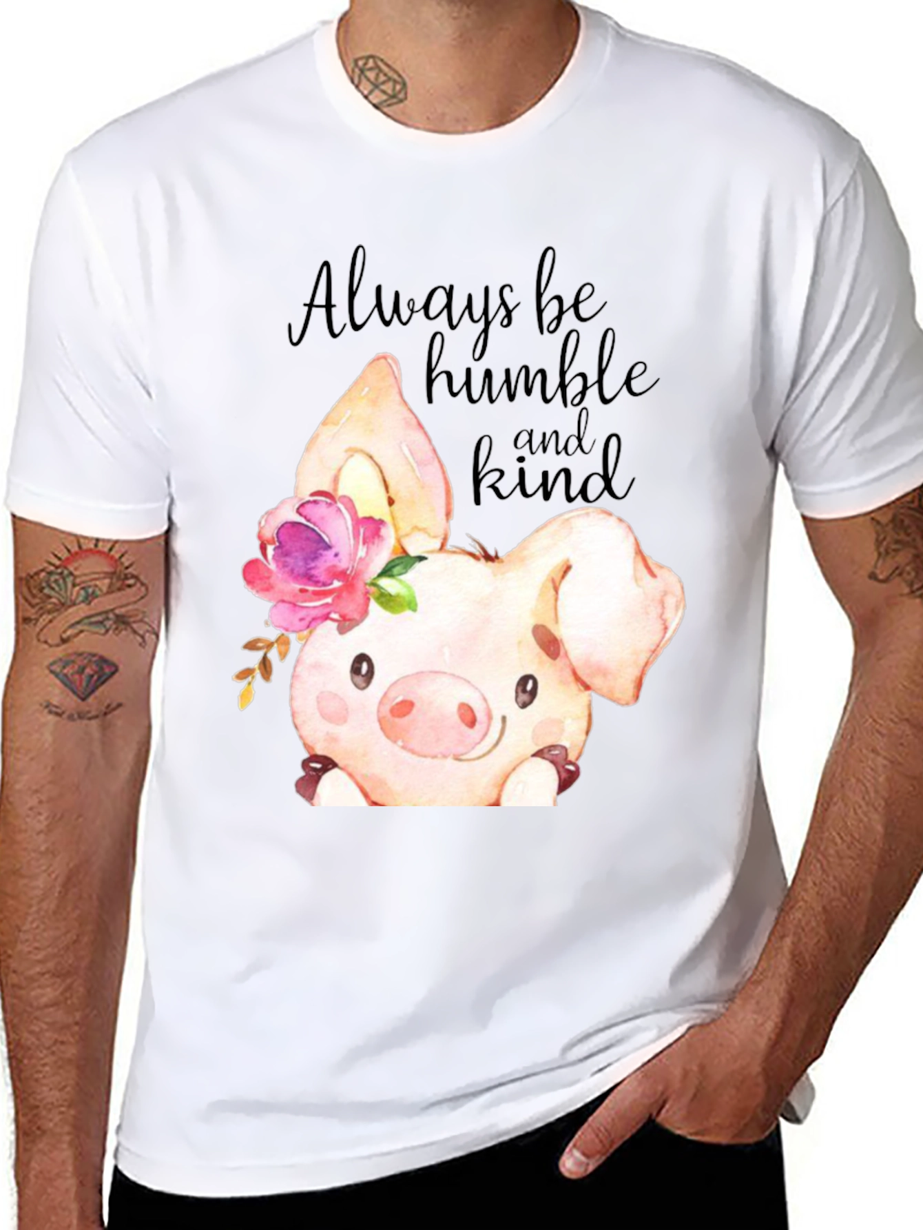 Black Humble & Kind Piglet Graphic Tee view 8