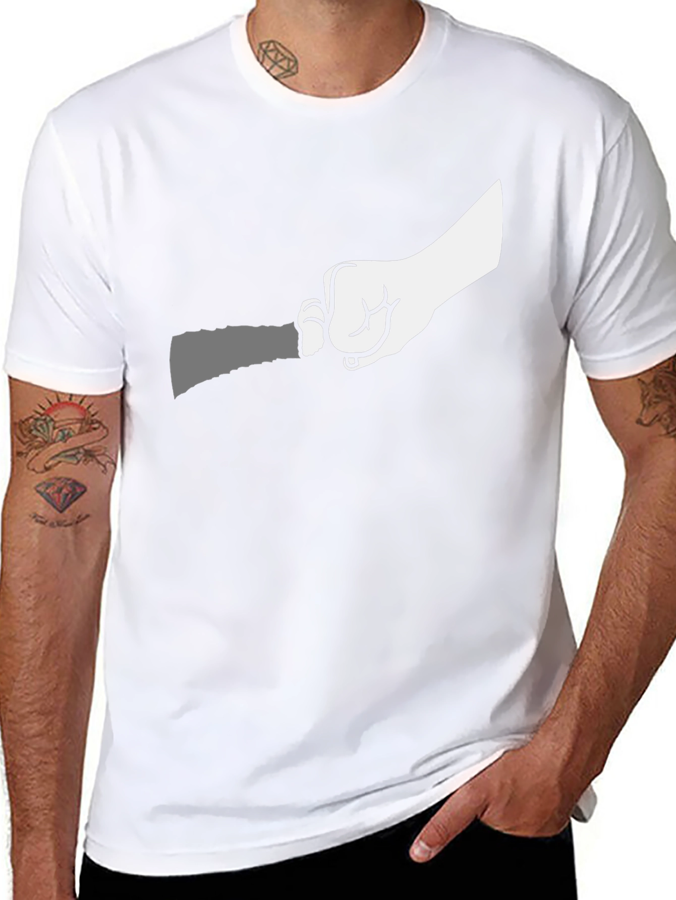Black Hand Holding Knife Graphic T-Shirt view 8