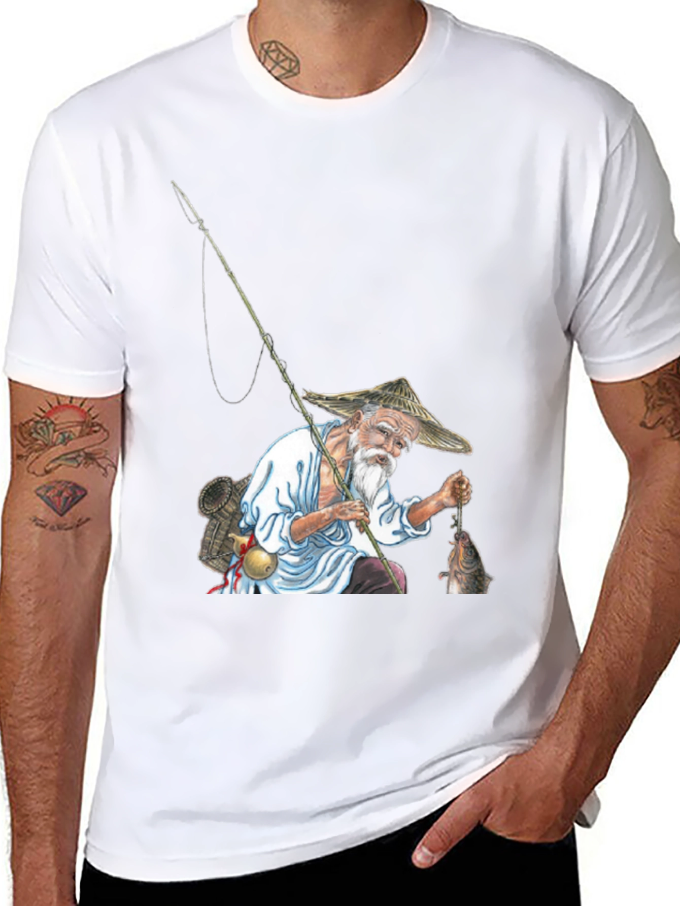Black Fisherman Graphic Tee - Unique Artistic Design view 8