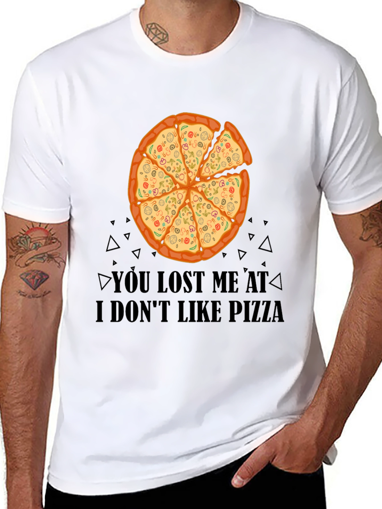 Black Pizza Lover T-Shirt - You Lost Me At I Don't Like Pizza Funny Tee view 8