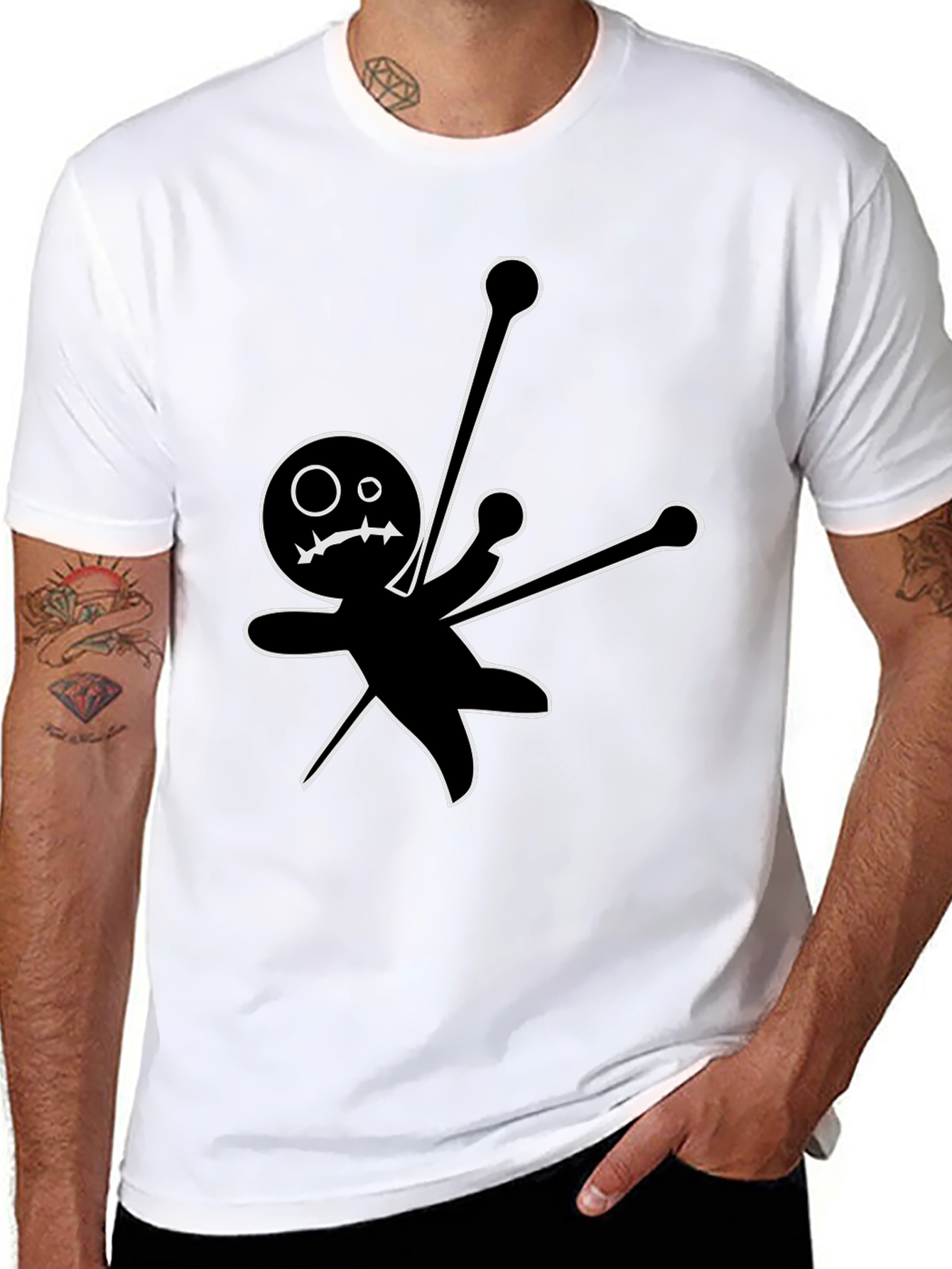 Black Voodoo Doll Graphic Tee - Black Cotton view 8