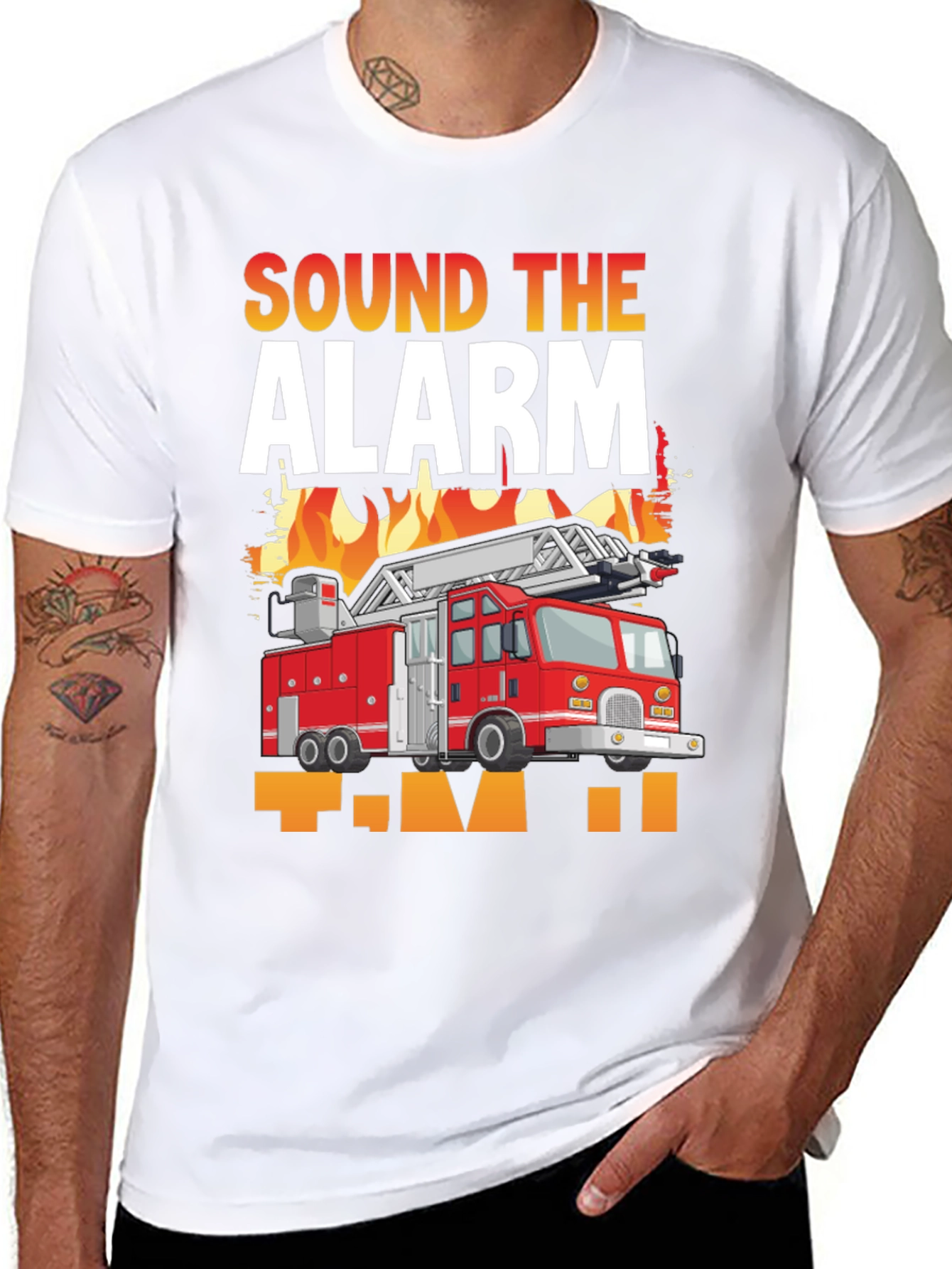Black Sound the Alarm Firefighter T-Shirt view 8