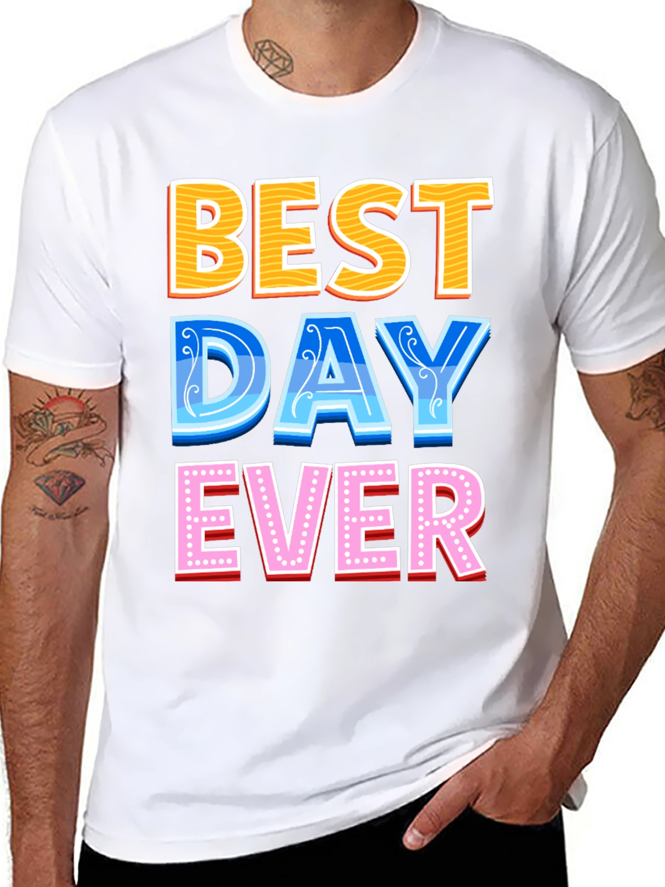 Black Best Day Ever Graphic Tee - Fun Casual T-Shirt view 8