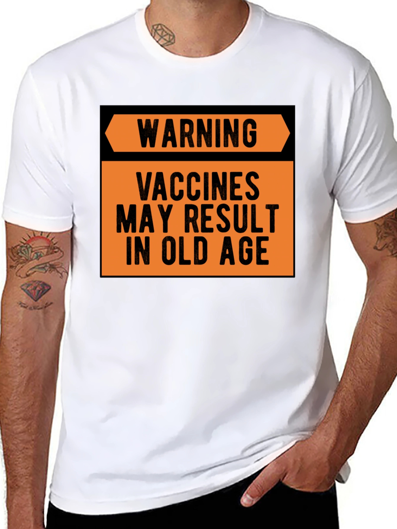 Black Warning Vaccines May Result in Old Age T-Shirt view 8