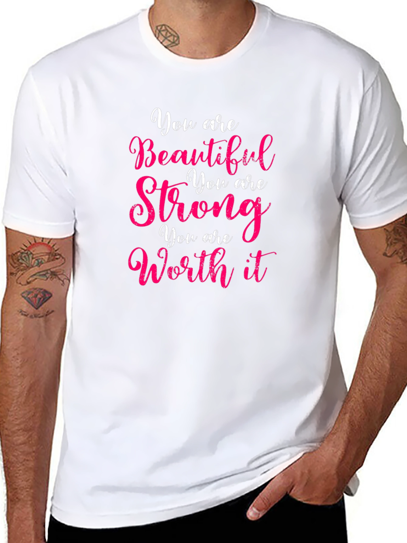 Black You Are Beautiful Strong Worth It T-Shirt view 8