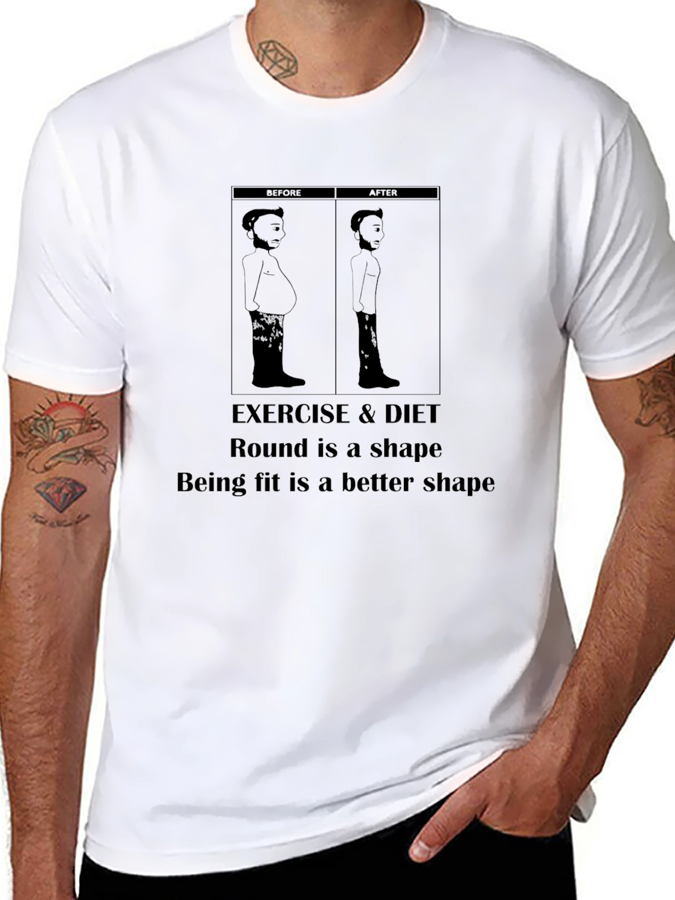 Black Exercise & Diet Funny Graphic T-Shirt view 8