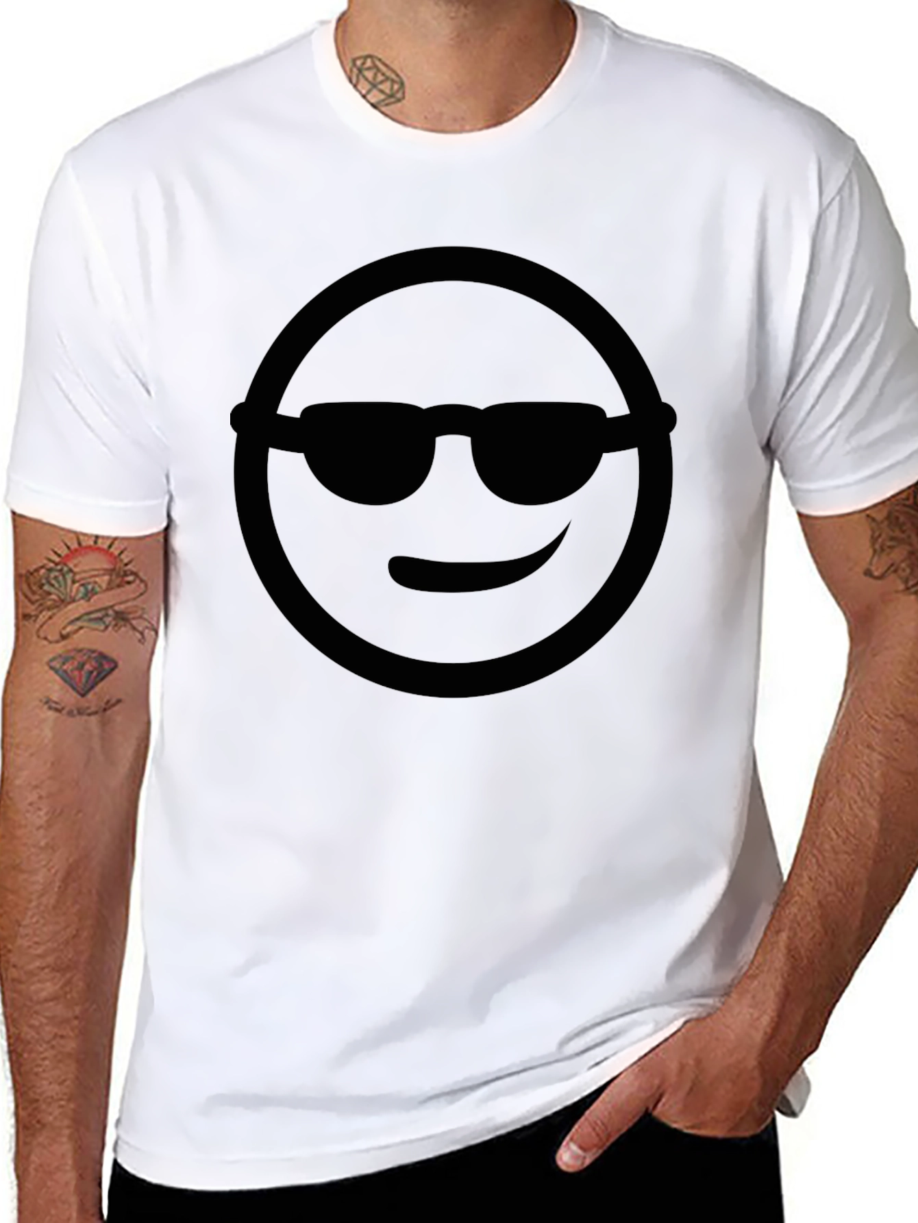 Black Cool Smiley Face T-Shirt view 8