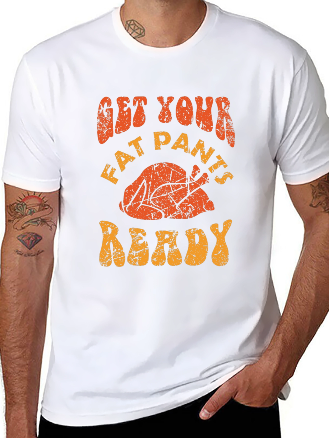 Black Get Your Fat Pants Ready Turkey T-Shirt view 8