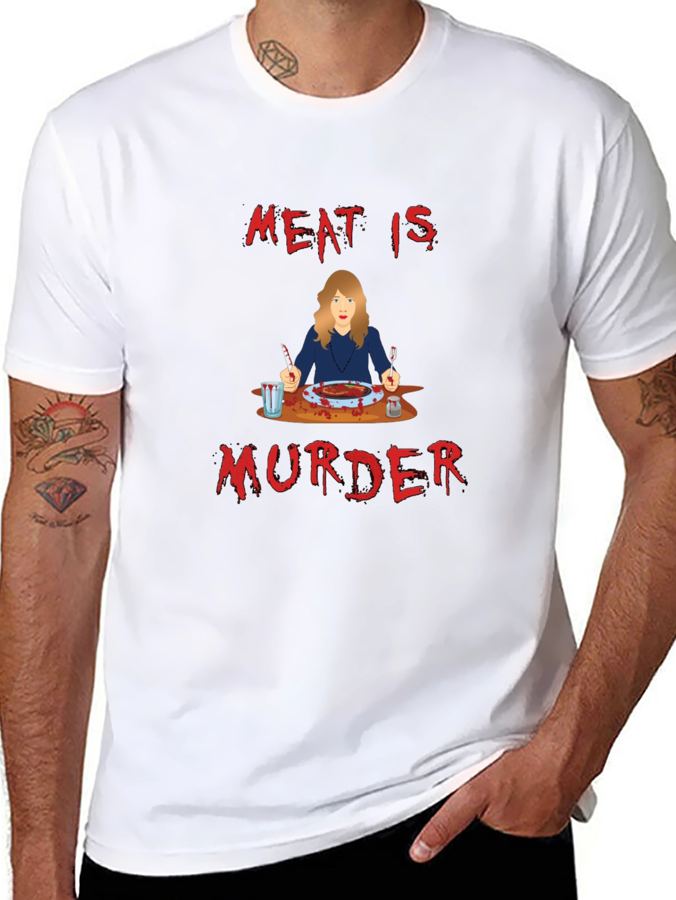 Black Meat is Murder Graphic T-Shirt view 8