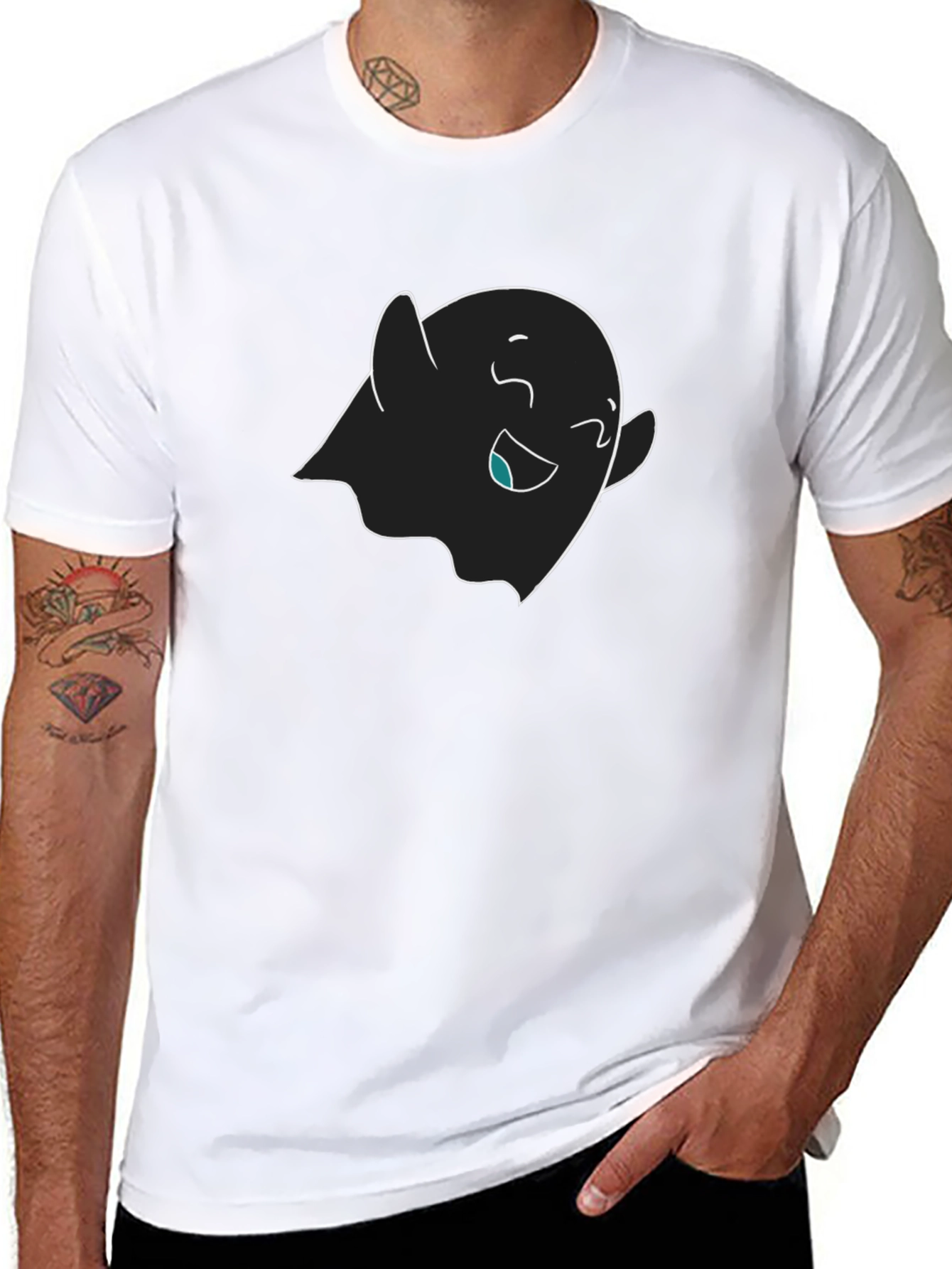 Black Cute Ghost Graphic Black T-Shirt view 8