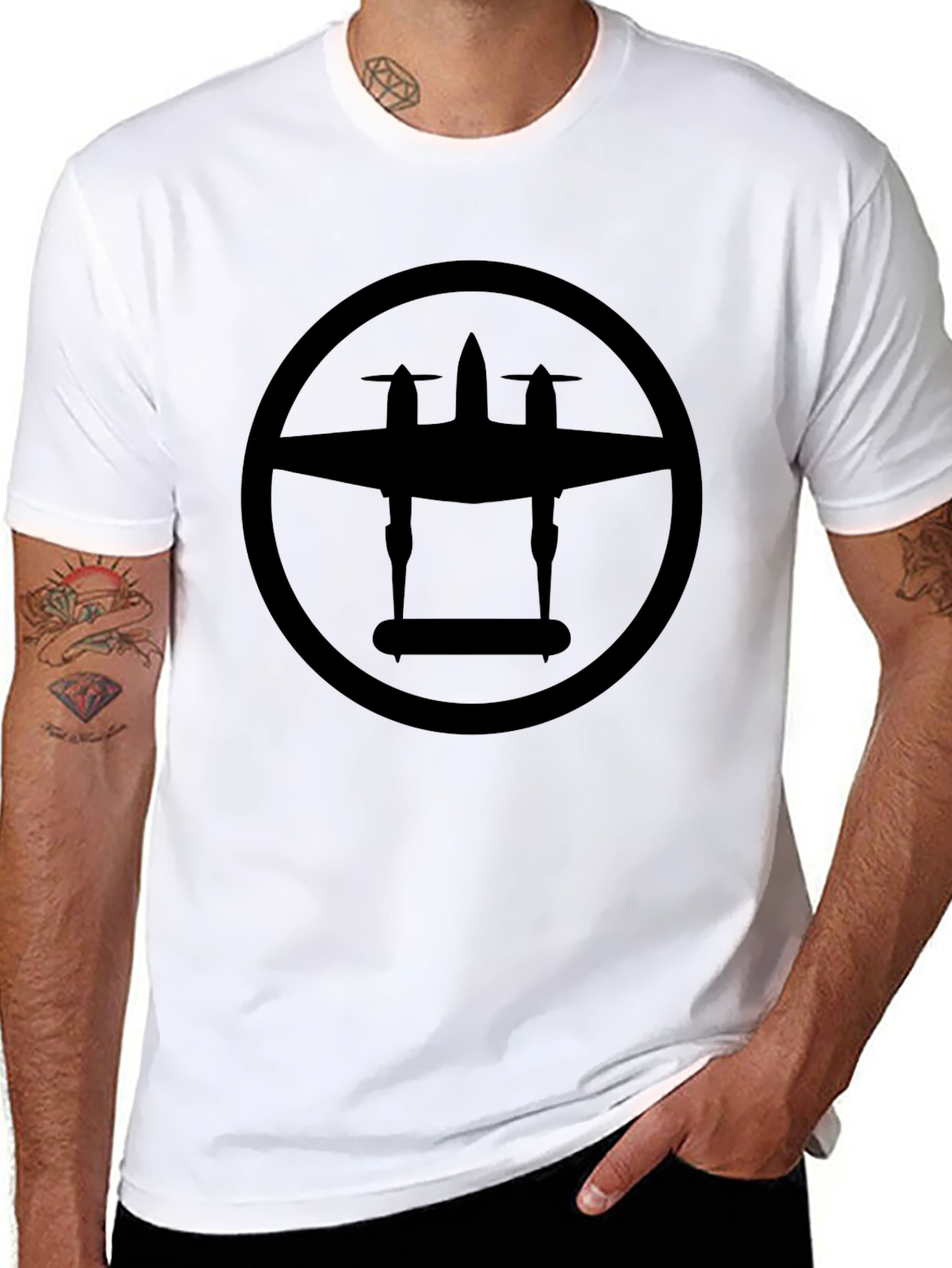 Black Black Airplane Silhouette T-Shirt view 8