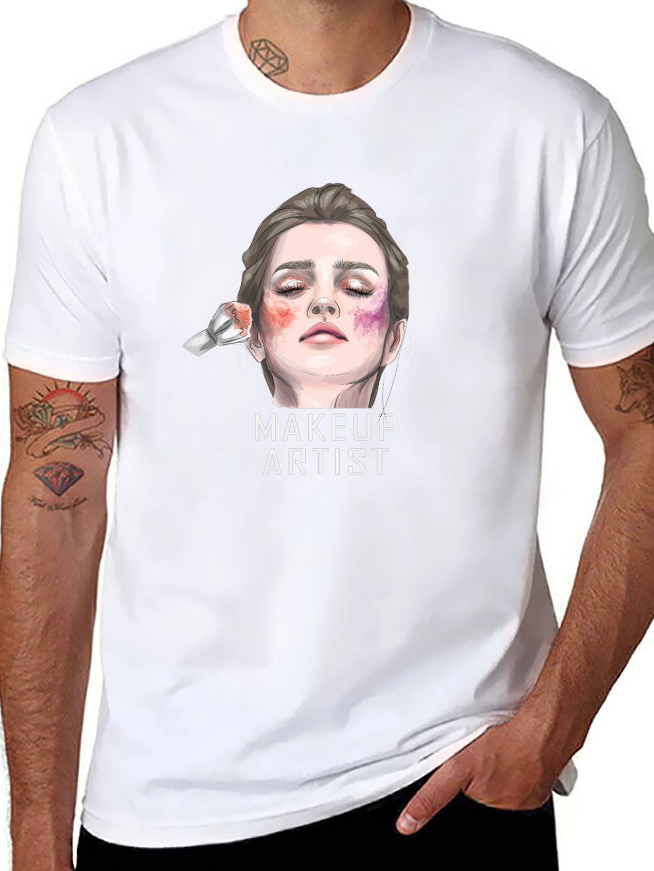 Black Makeup Artist Graphic Tee - Unisex Black Cotton T-Shirt view 8