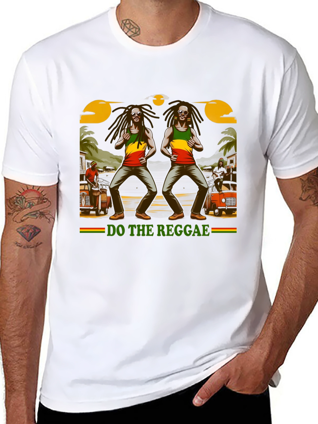 Black Do The Reggae Graphic Tee - Black Cotton T-Shirt view 8