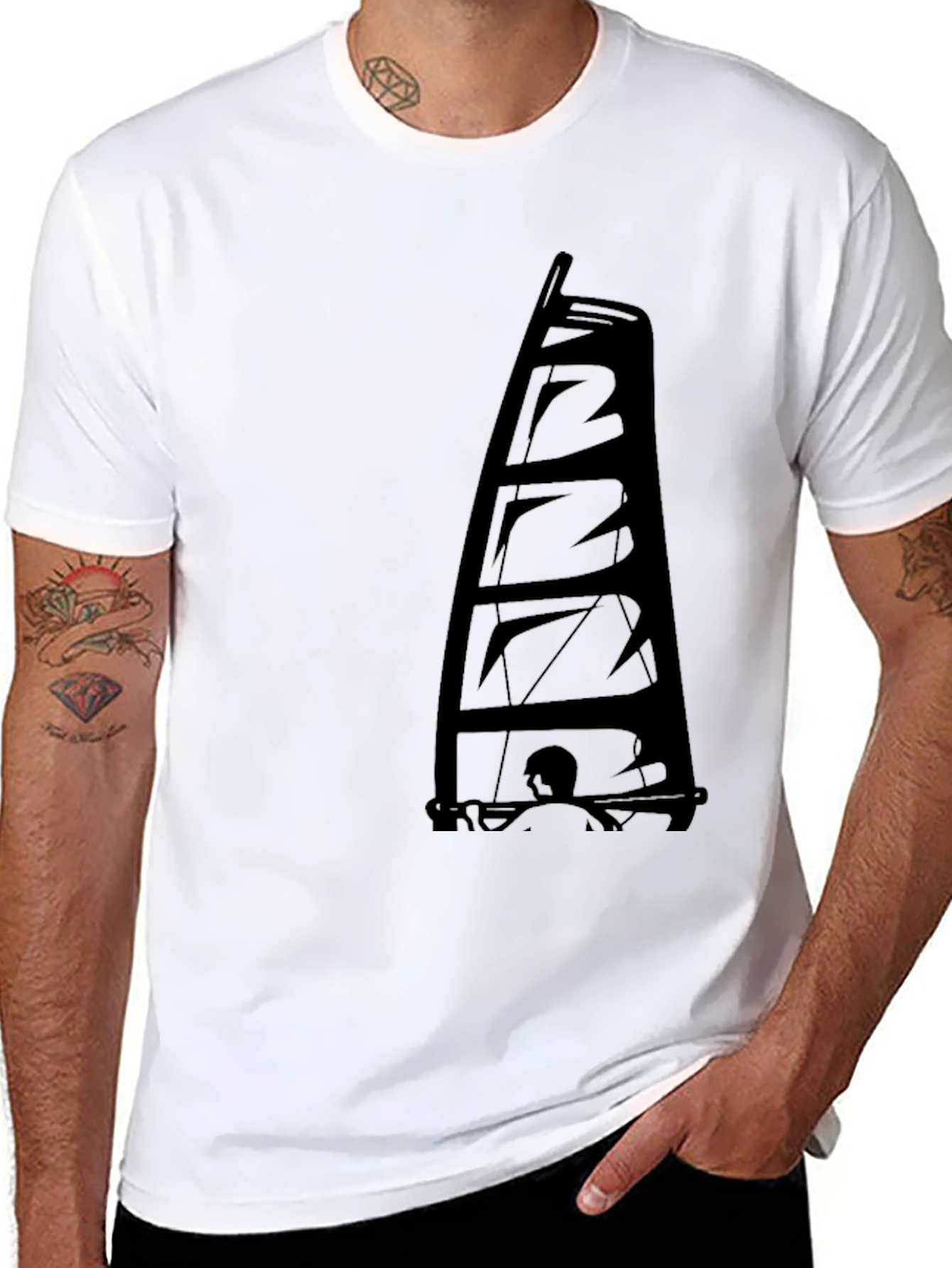Black Sailing Graphic Tee - Black Crew Neck T-Shirt view 8