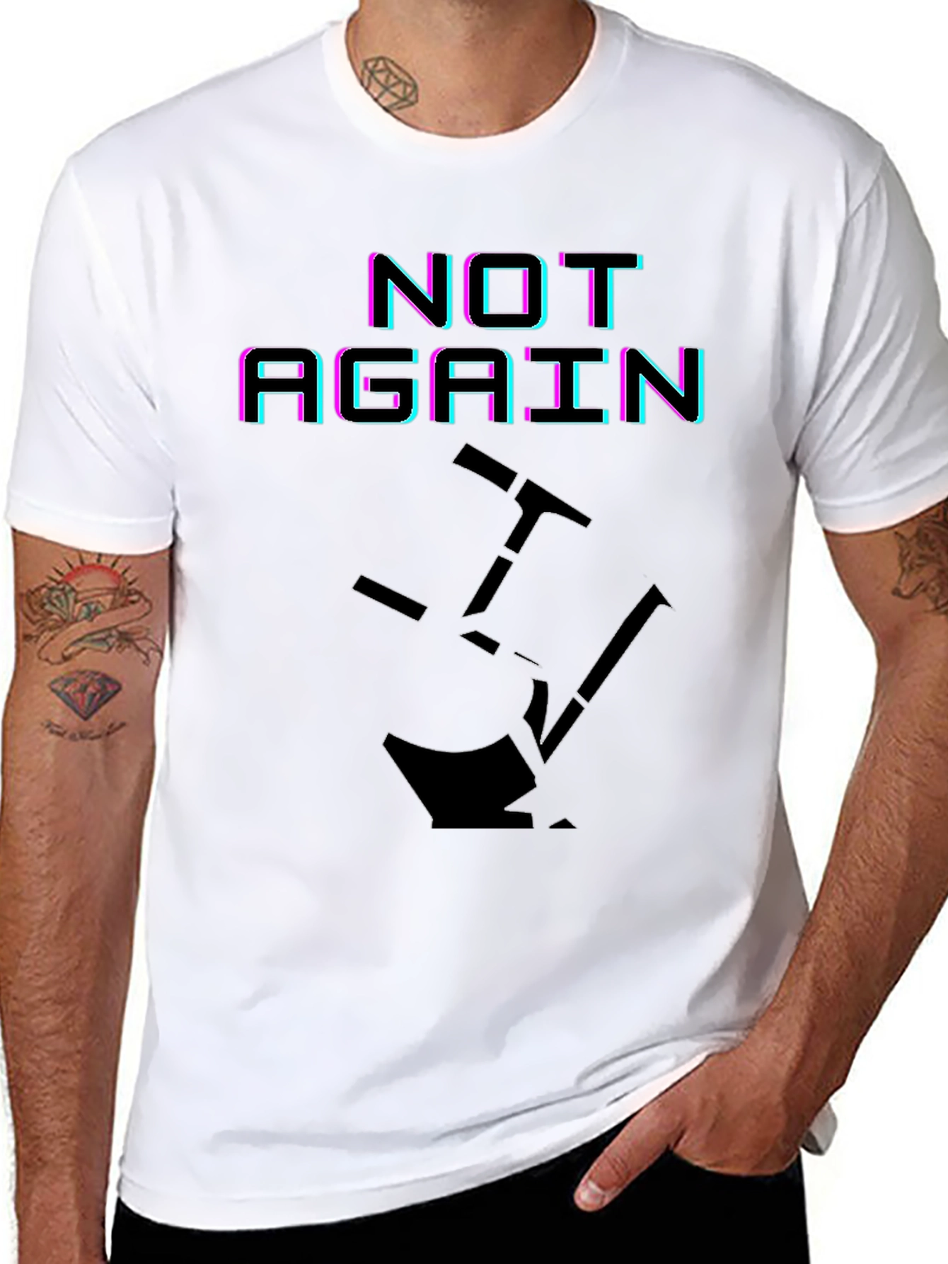 Black Not Again Funny Graphic T-Shirt view 8