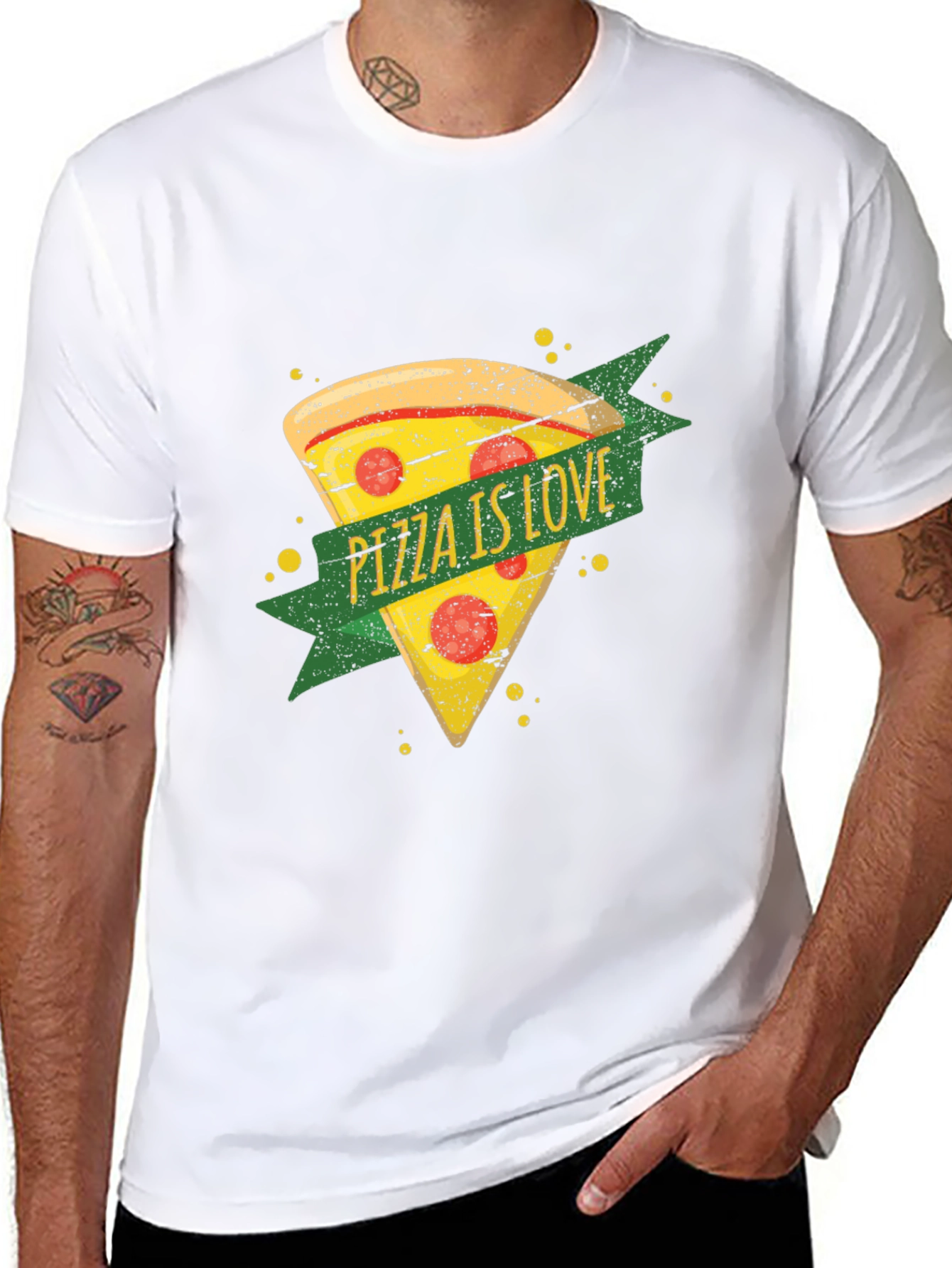 Black Pizza is Love Graphic T-Shirt - Black view 8