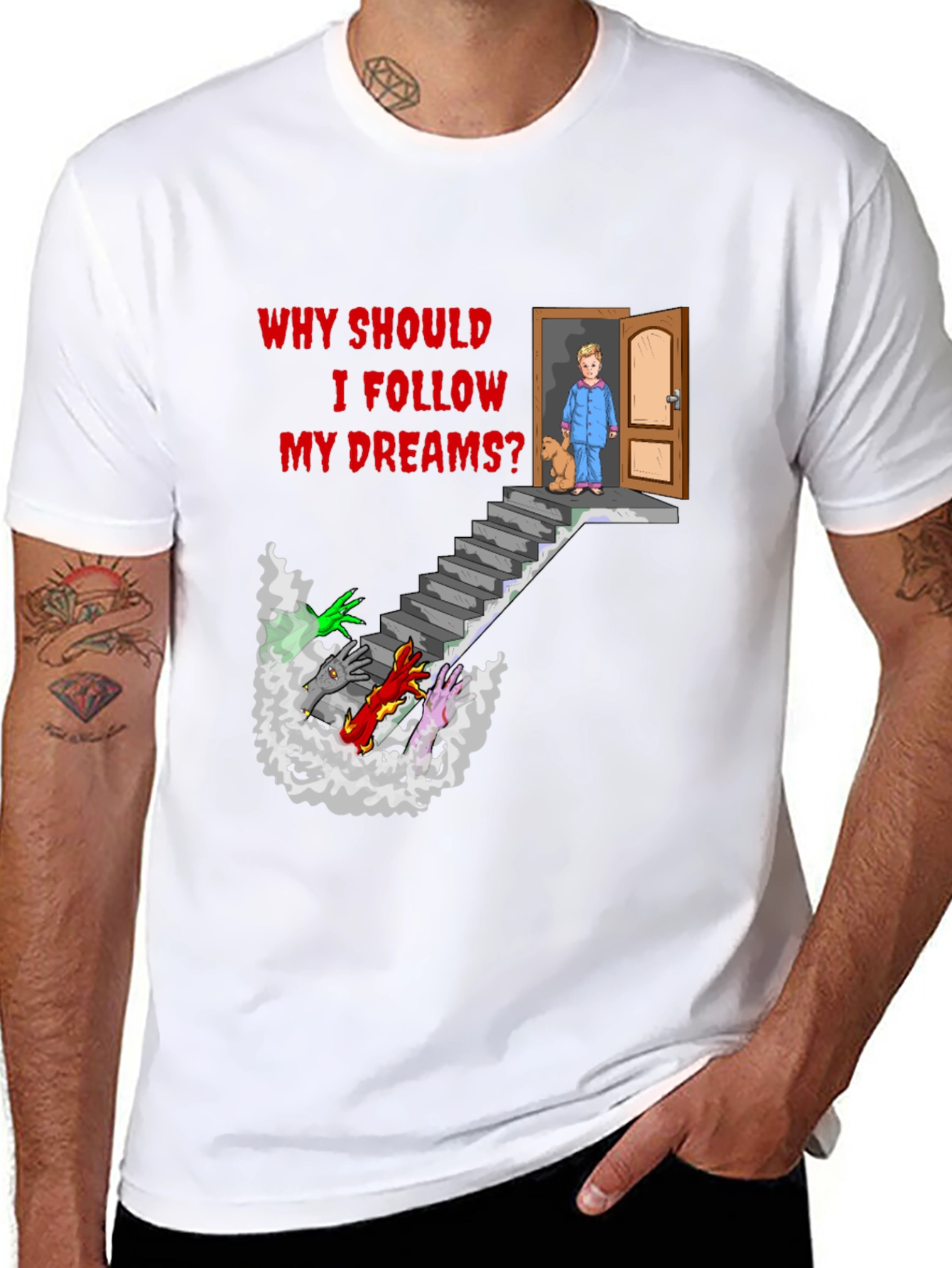 Black Why Should I Follow My Dreams? T-Shirt view 8
