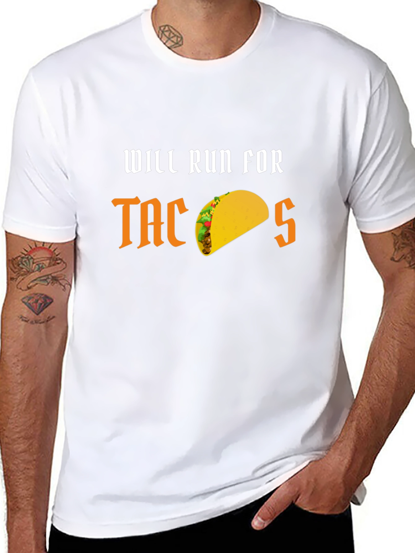 Black Will Run for Tacos Funny Graphic T-Shirt view 8