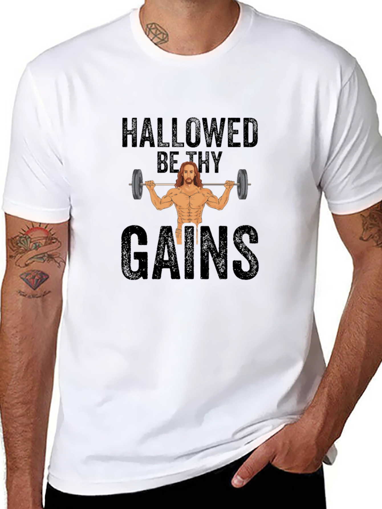 Black Hallowed Be Thy Gains T-Shirt view 8