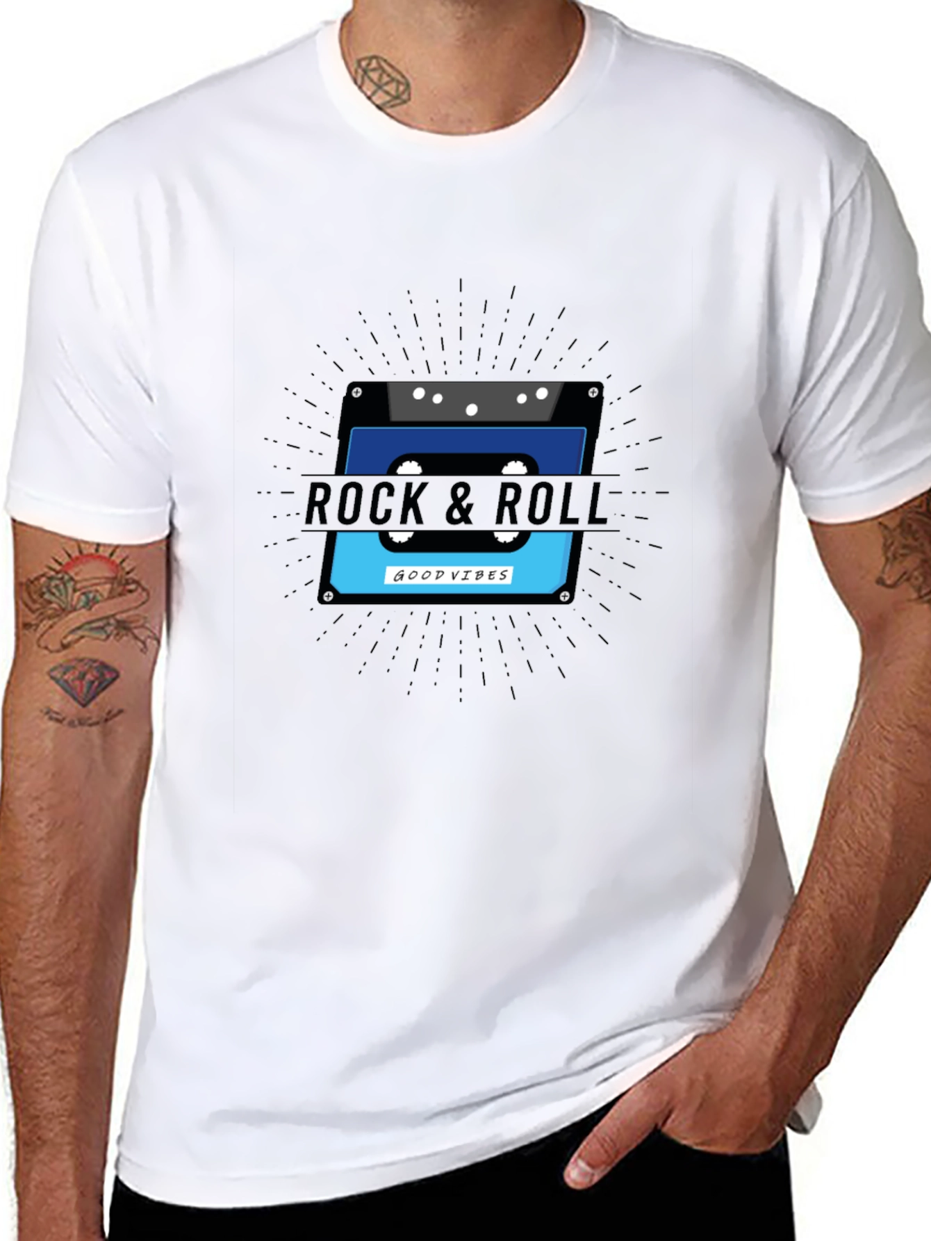 Black Rock & Roll Good Vibes Cassette Tape Graphic Tee view 8